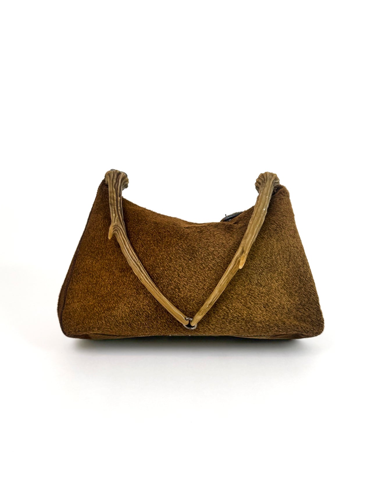 Vintage Prada Pony Hair Hobo with Sculptural Antler Handle Rare