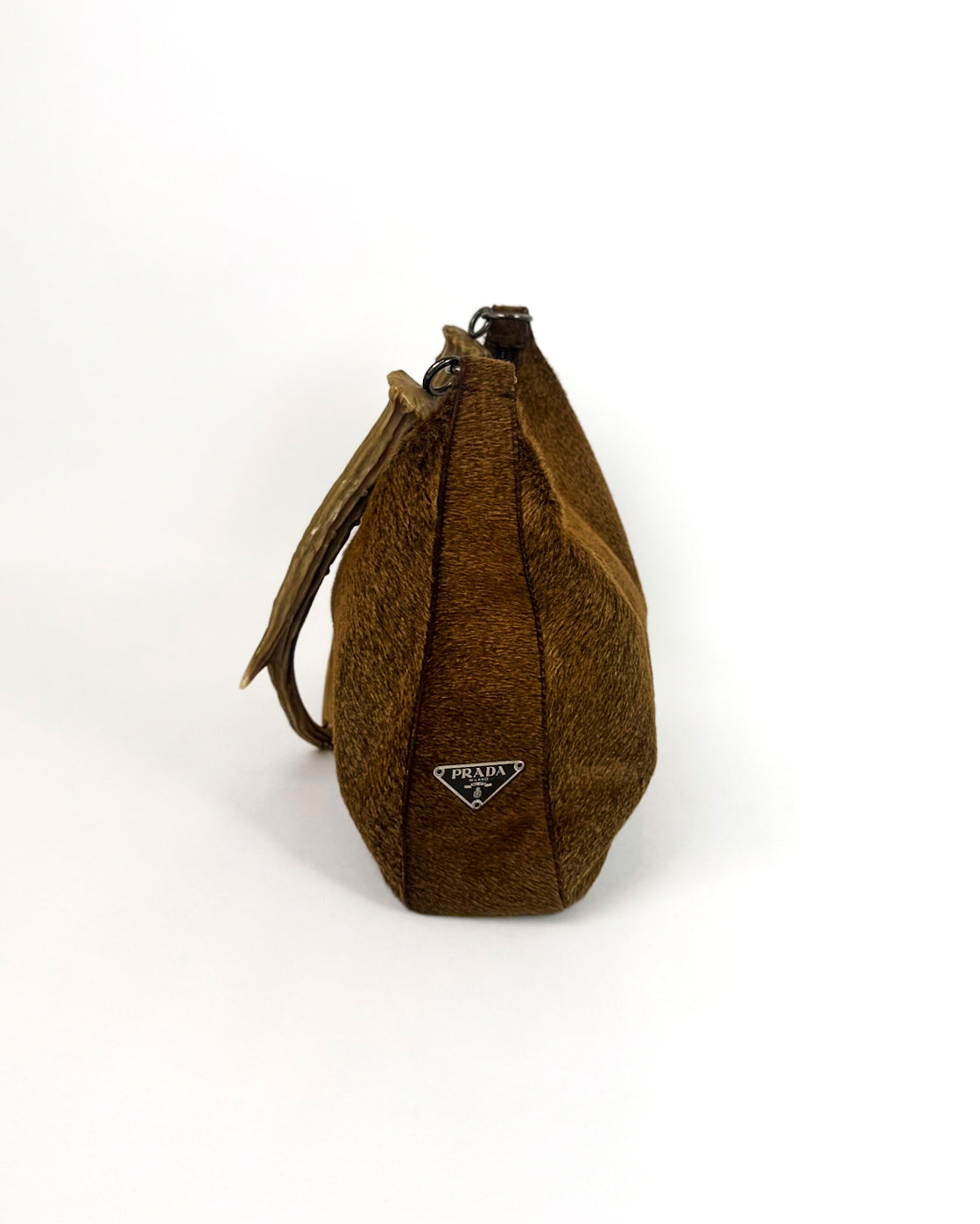 Vintage Prada Pony Hair Hobo with Sculptural Antler Handle Rare