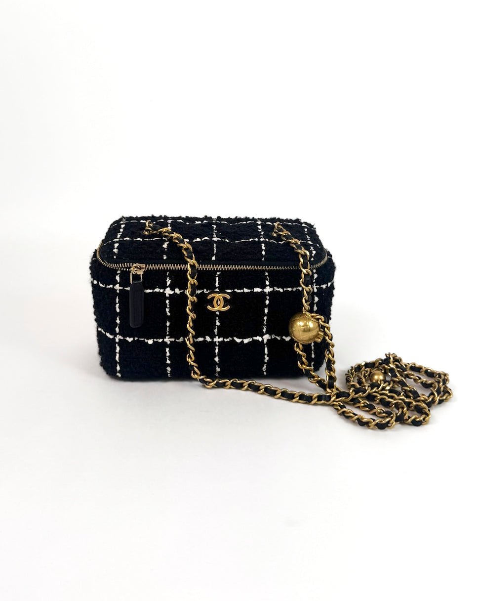Chanel Black Tweed Vanity Crossbody Bag