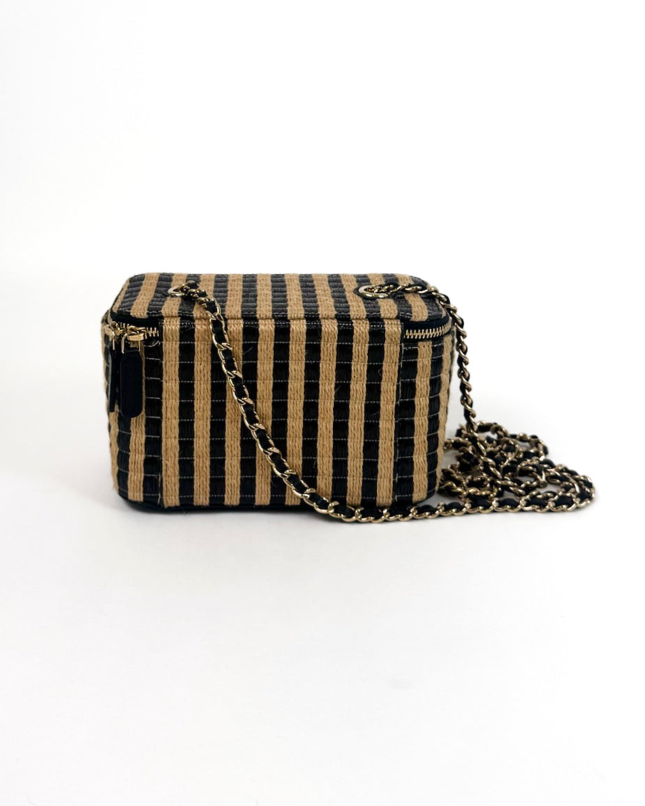 Chanel Raffia Vanity Crossbody Bag Rare