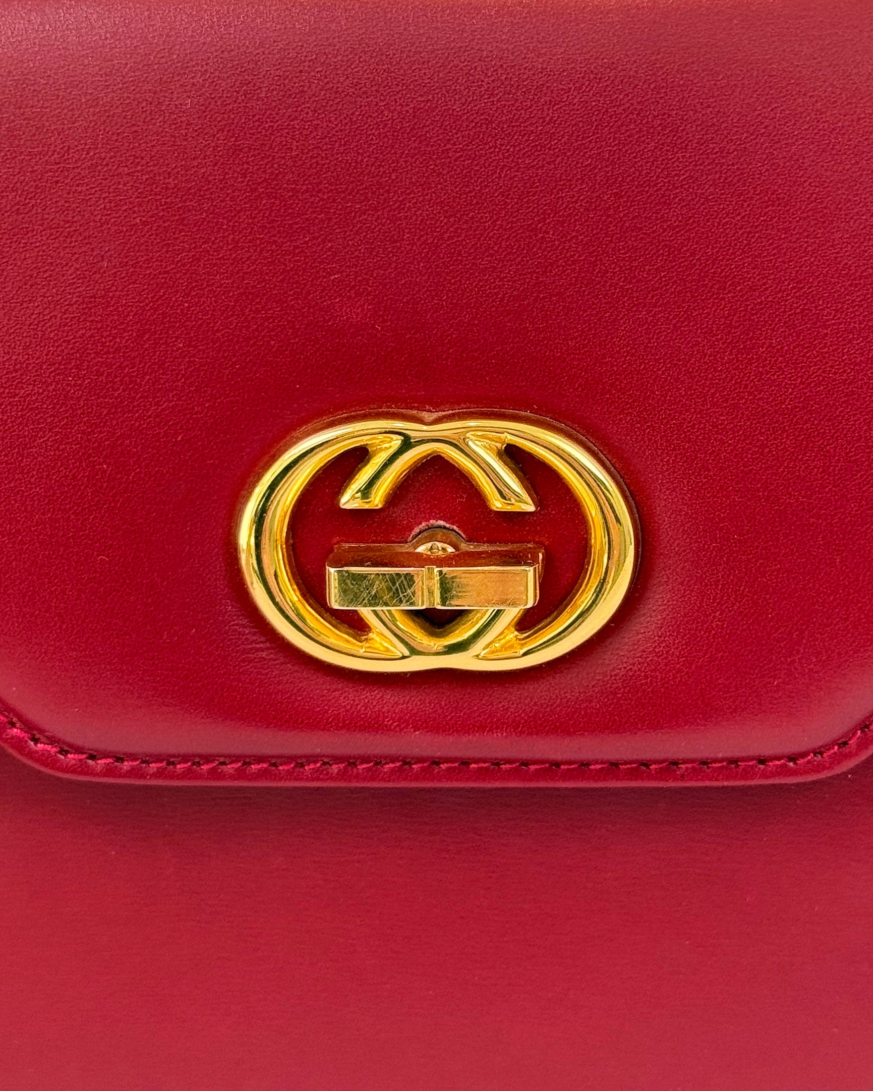 Gucci Vintage Red Leather GG Clutch/Crossbody