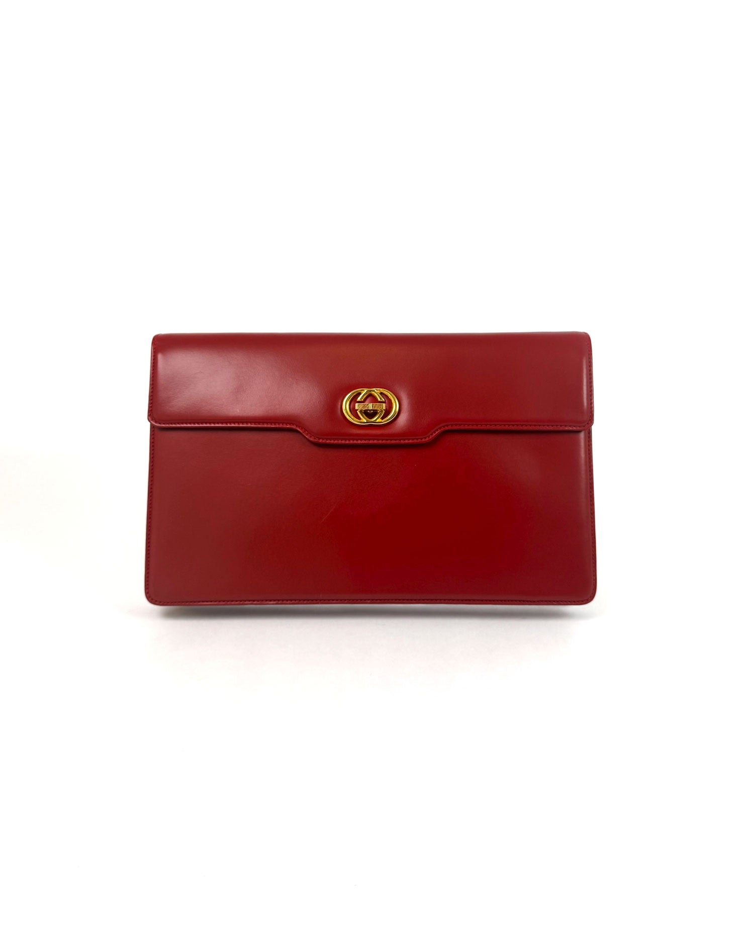 Gucci Vintage Red Leather GG Clutch/Crossbody