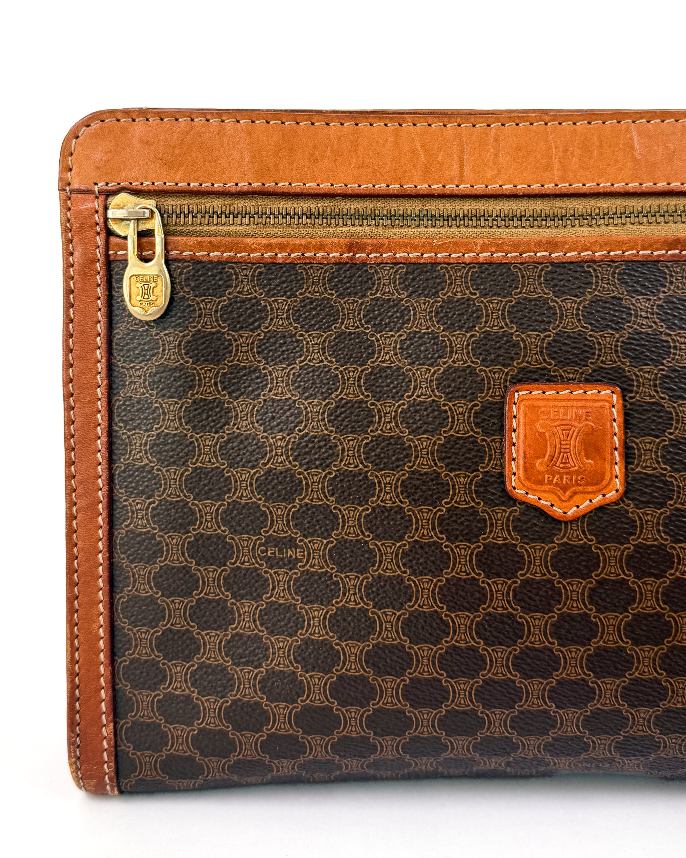 Céline Macadam Canvas Zip Clutch