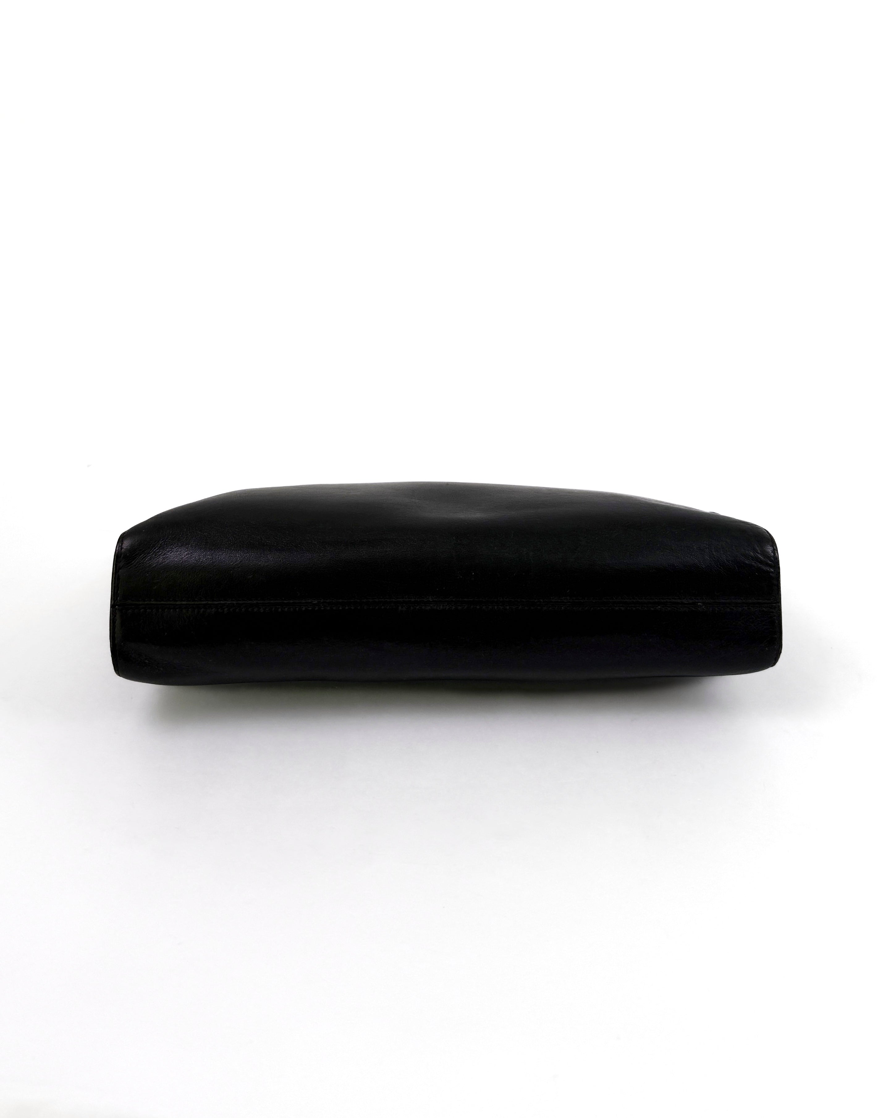 Chanel Black Leather CC Logo Clutch