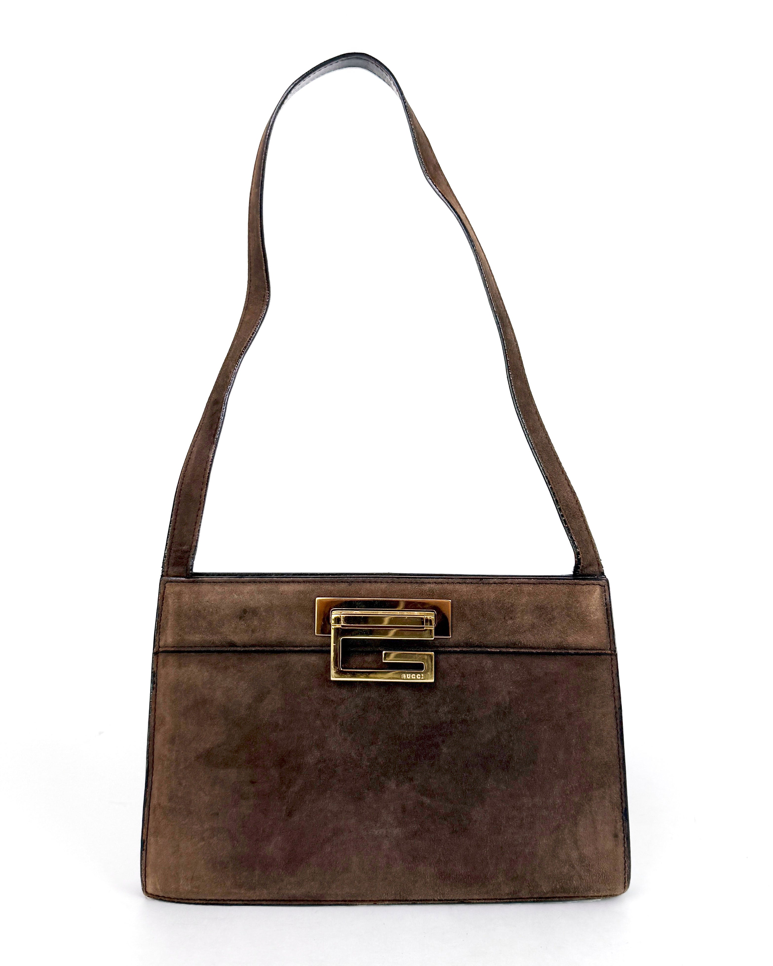 Gucci Tom Ford Brown Suede Shoulder Bag