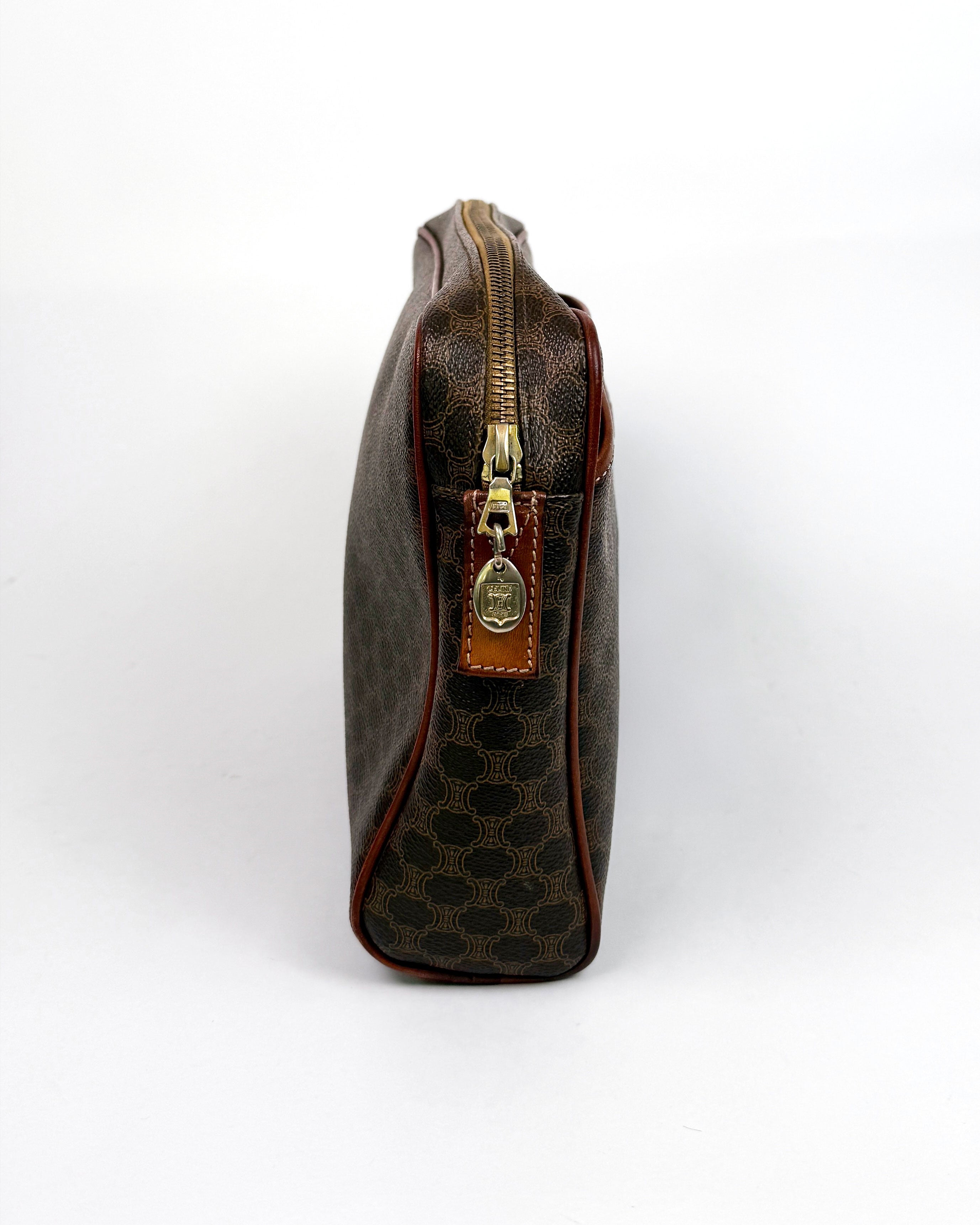 Céline Brown Macadam Zip Pouch/Clutch