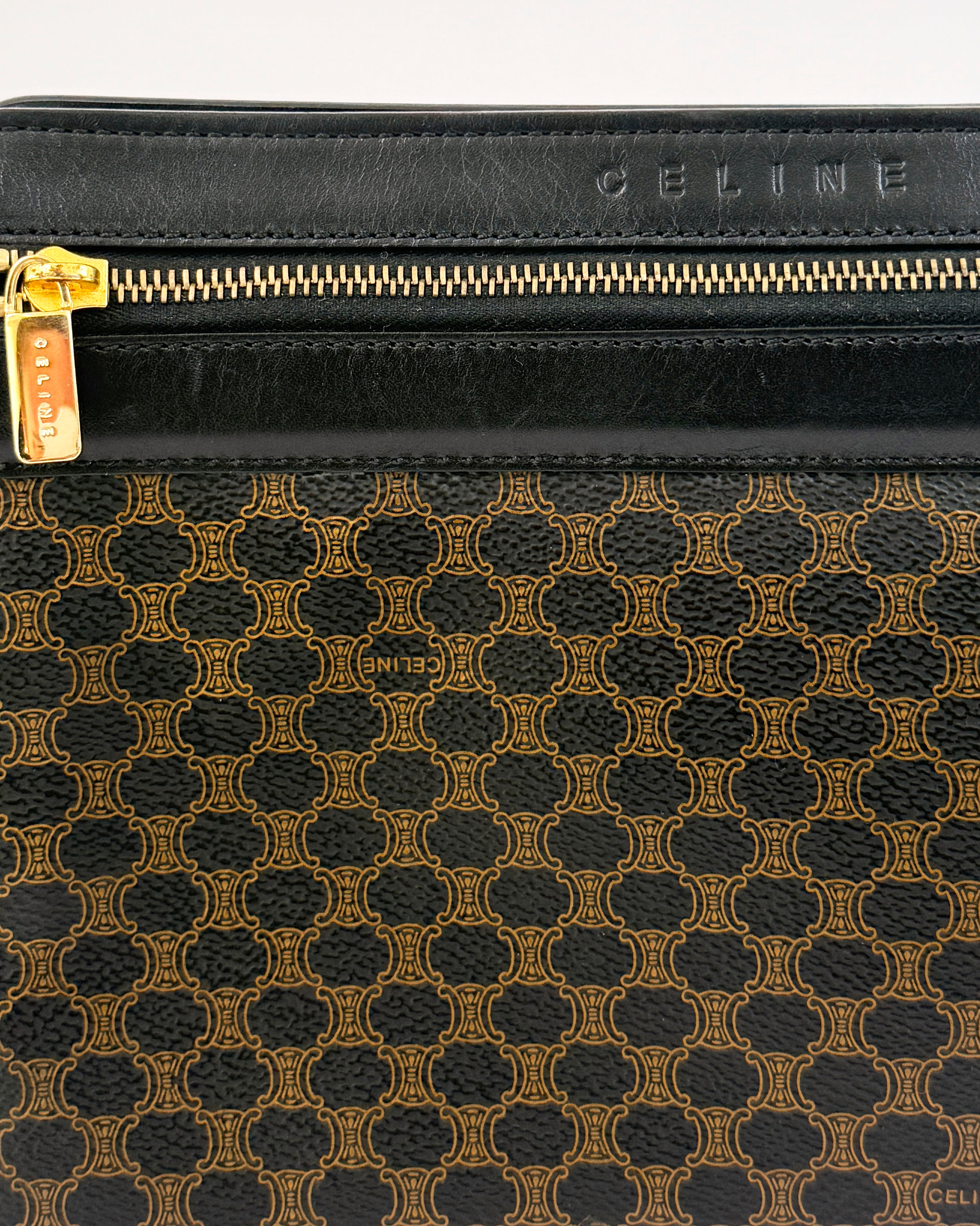 Céline Brown Macadam Leather Clutch