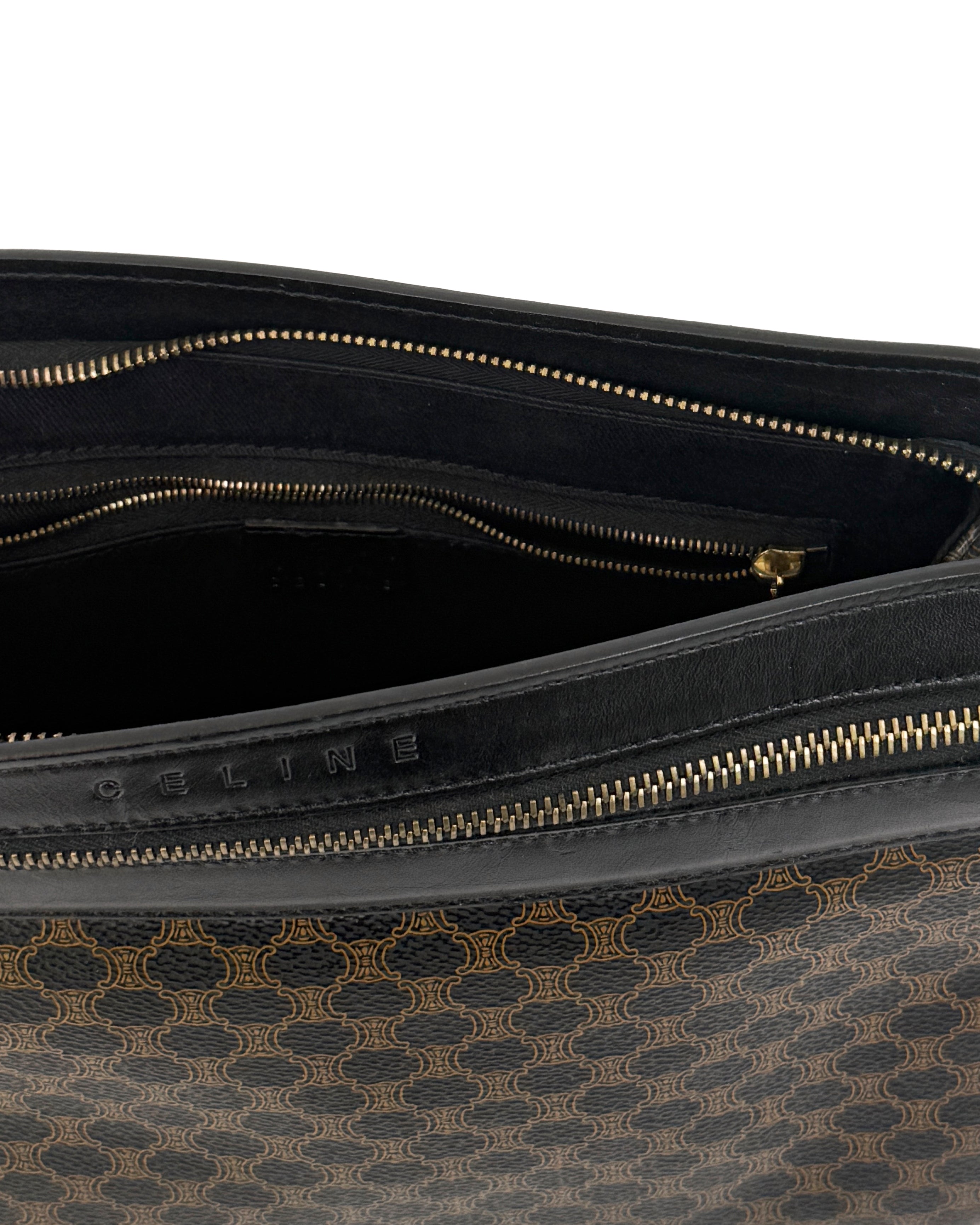 Céline Brown Macadam Leather Clutch