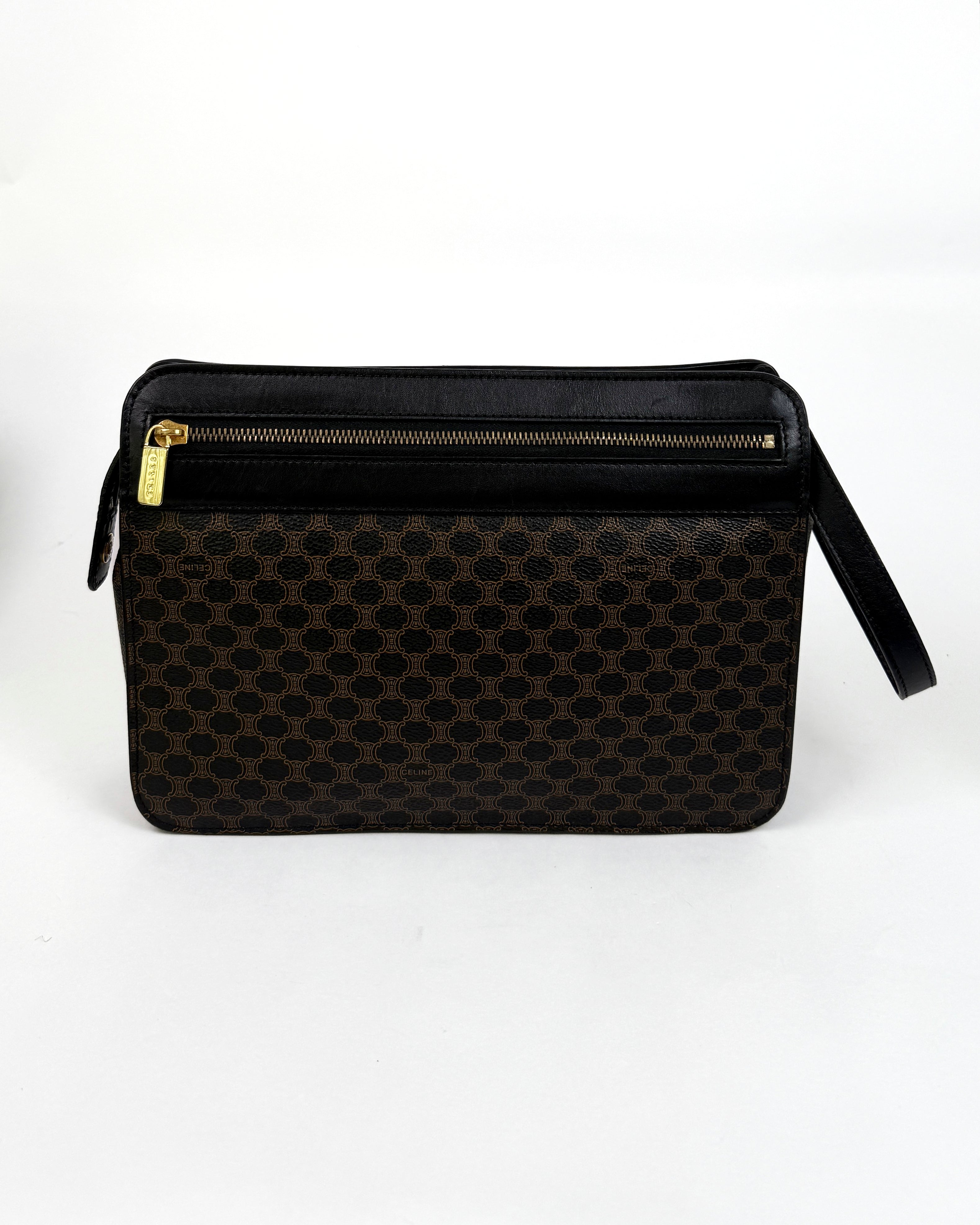 Céline Brown Macadam Leather Clutch