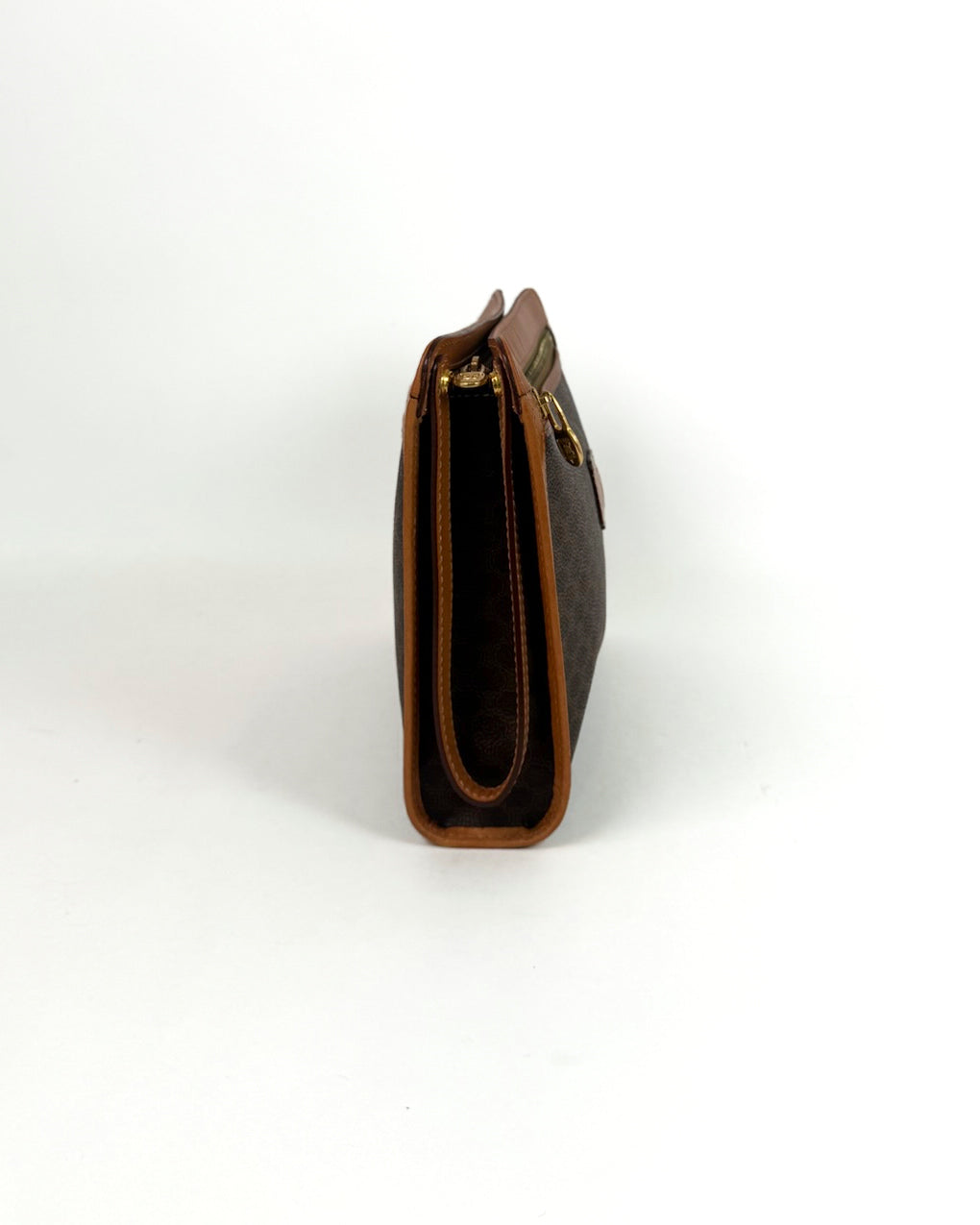 Céline Brown Macadam Canvas Wristlet Clutch