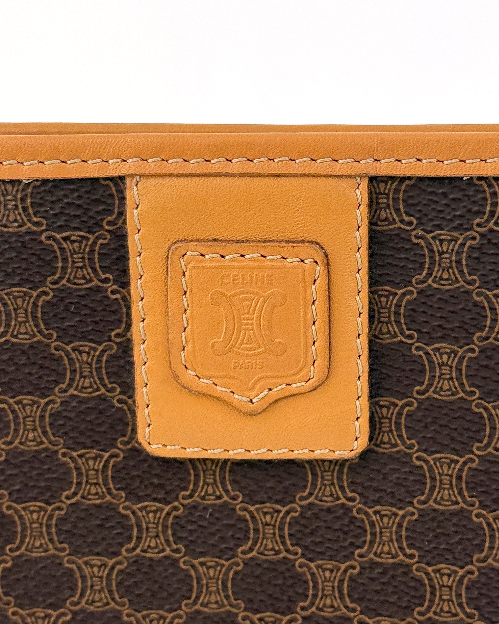 Céline Brown Macadam Canvas Clutch
