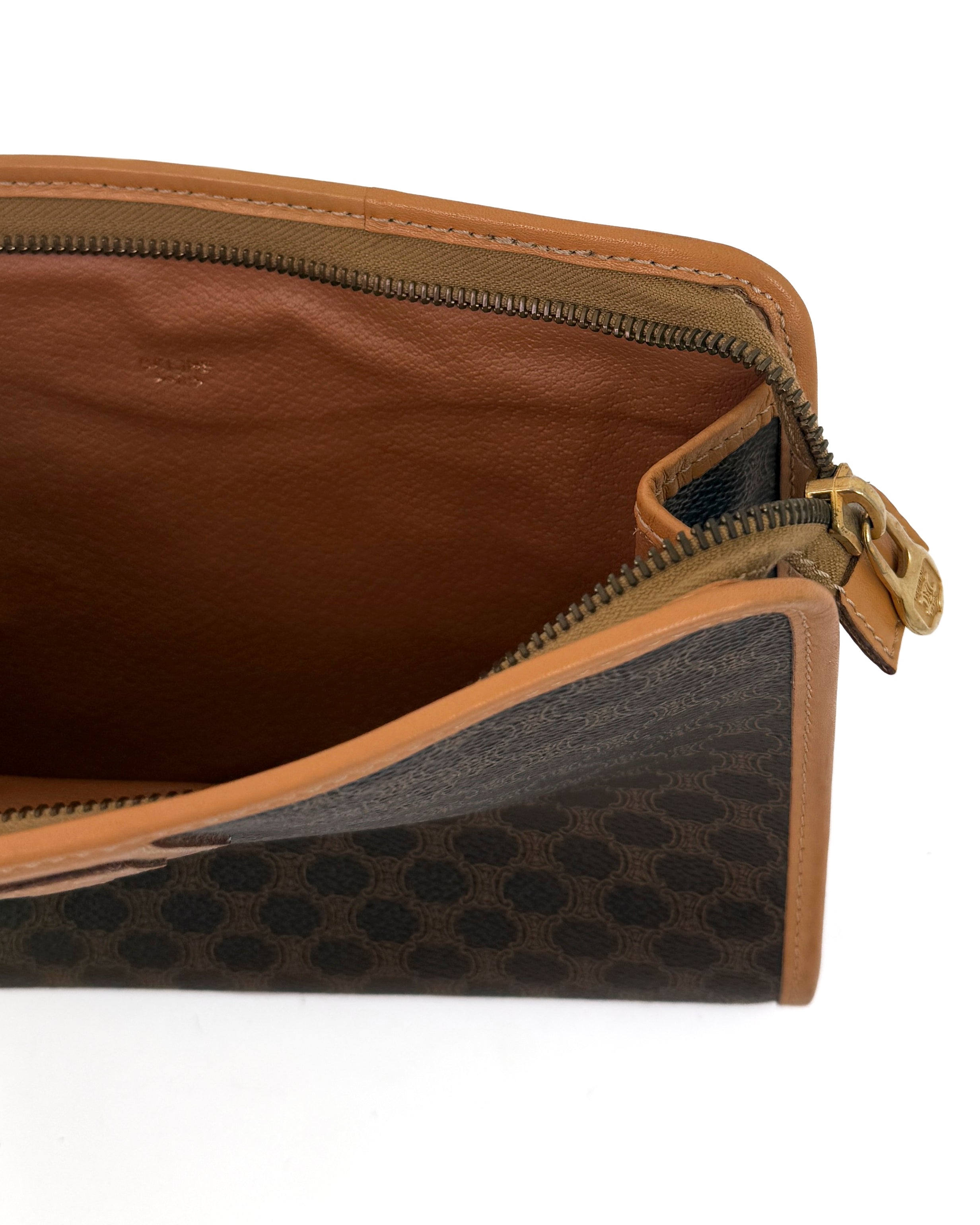 Céline Brown Macadam Canvas Clutch