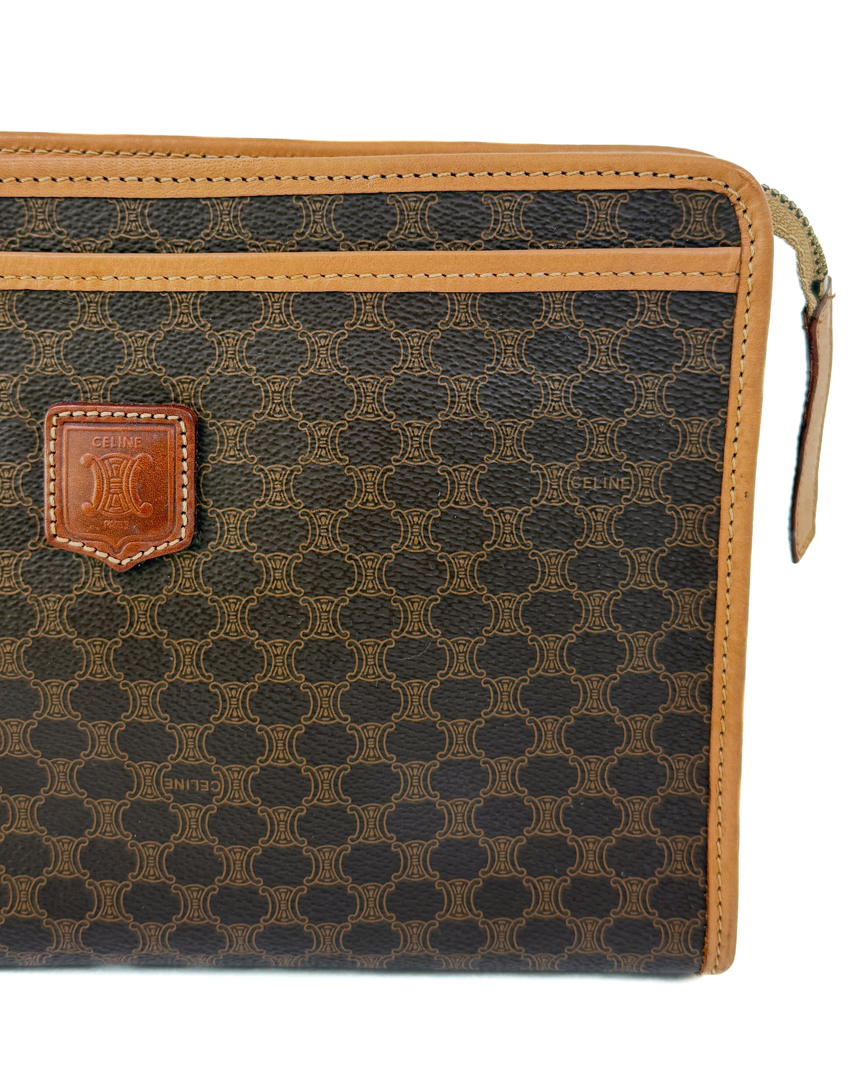 Céline Brown Macadam Canvas Clutch