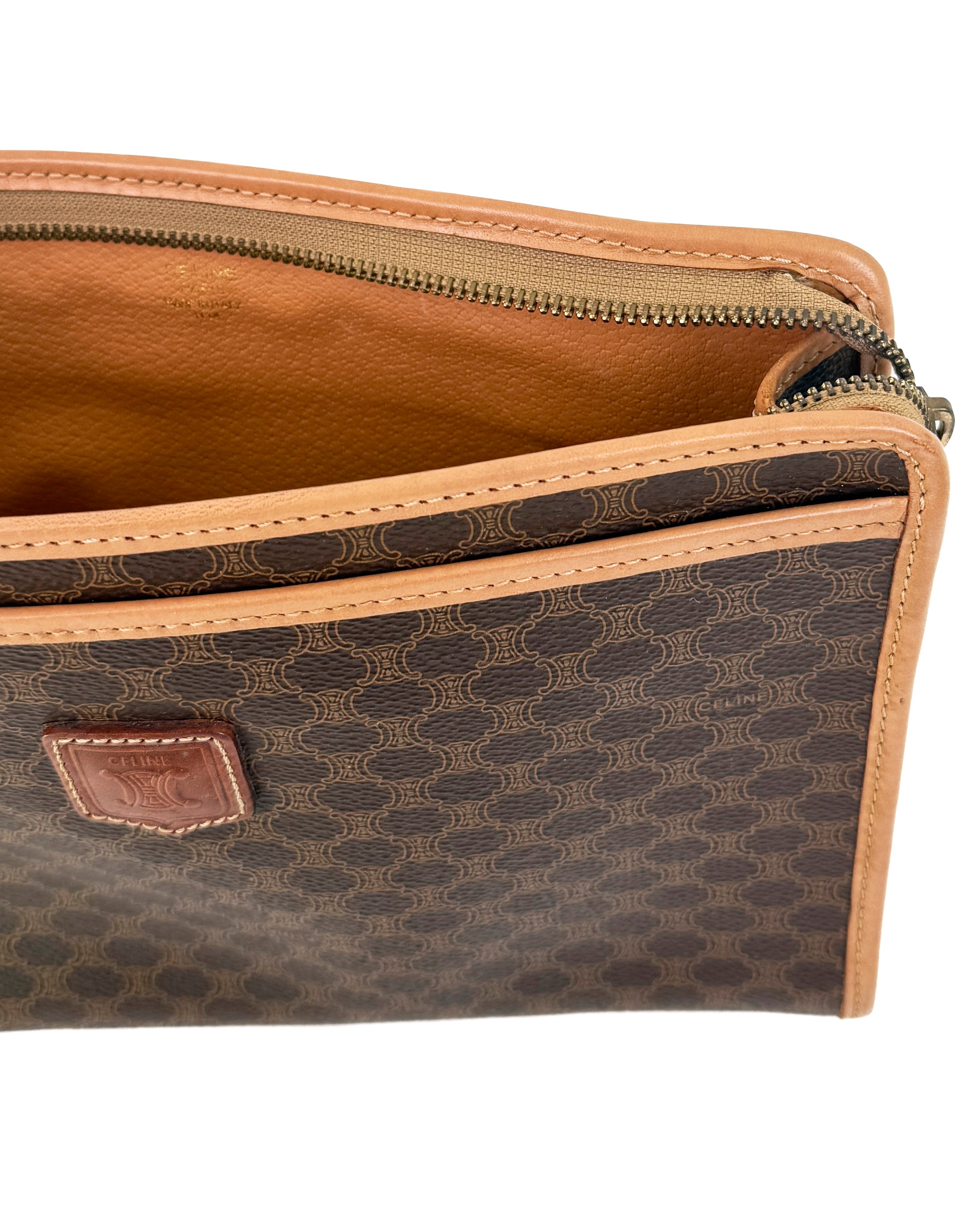 Céline Brown Macadam Canvas Clutch