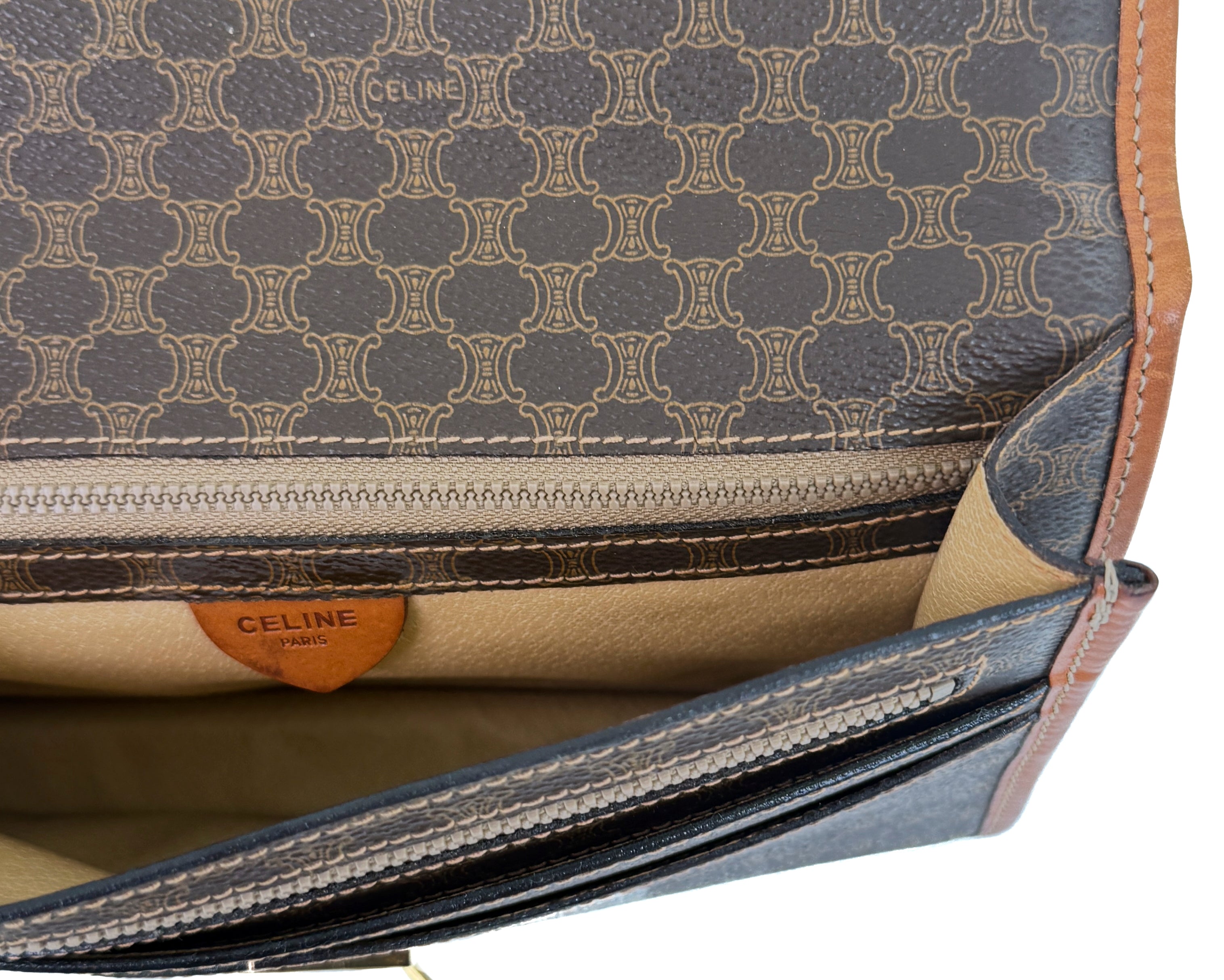 Céline Macadam Lock Wristlet Clutch