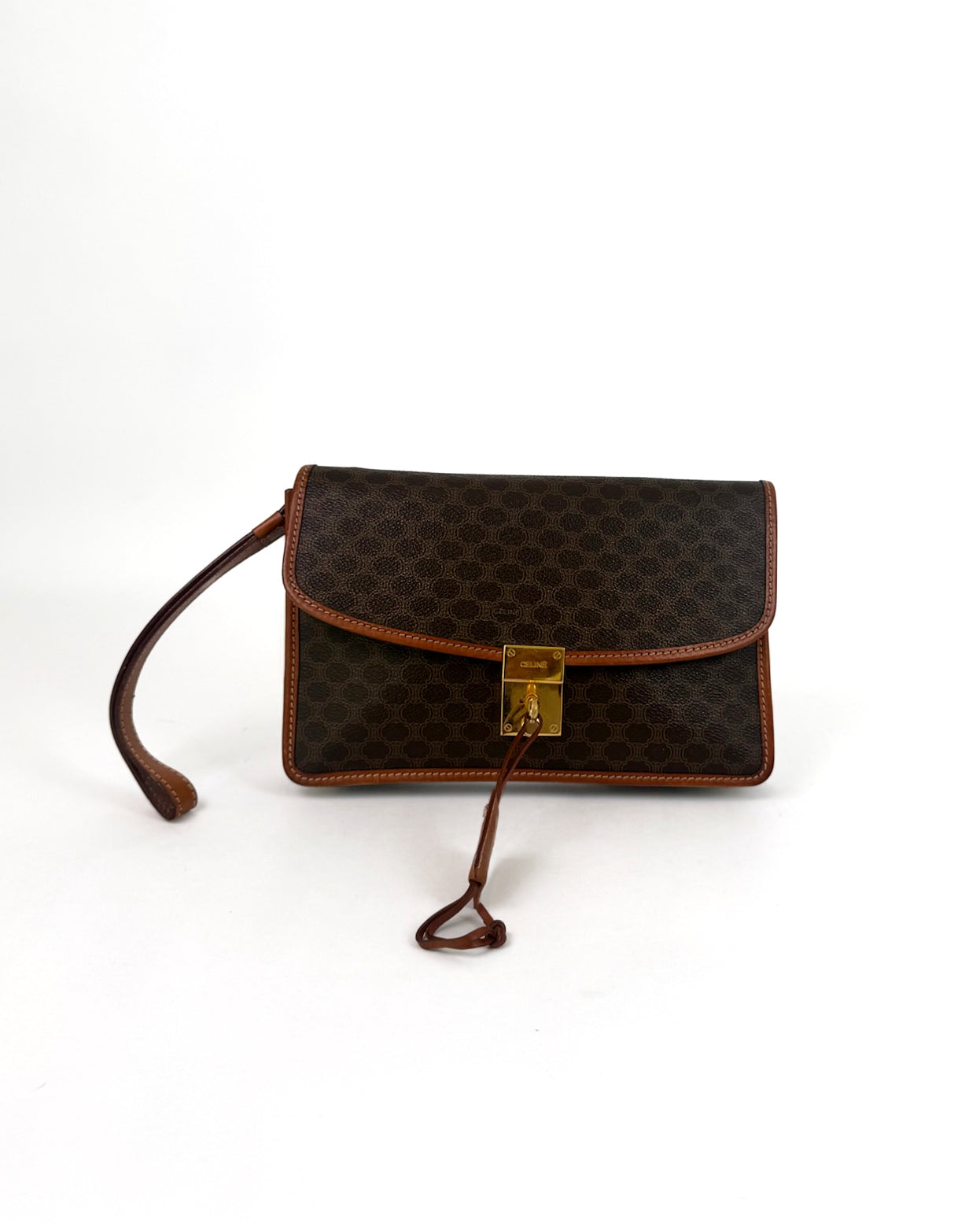 Céline Macadam Lock Wristlet Clutch