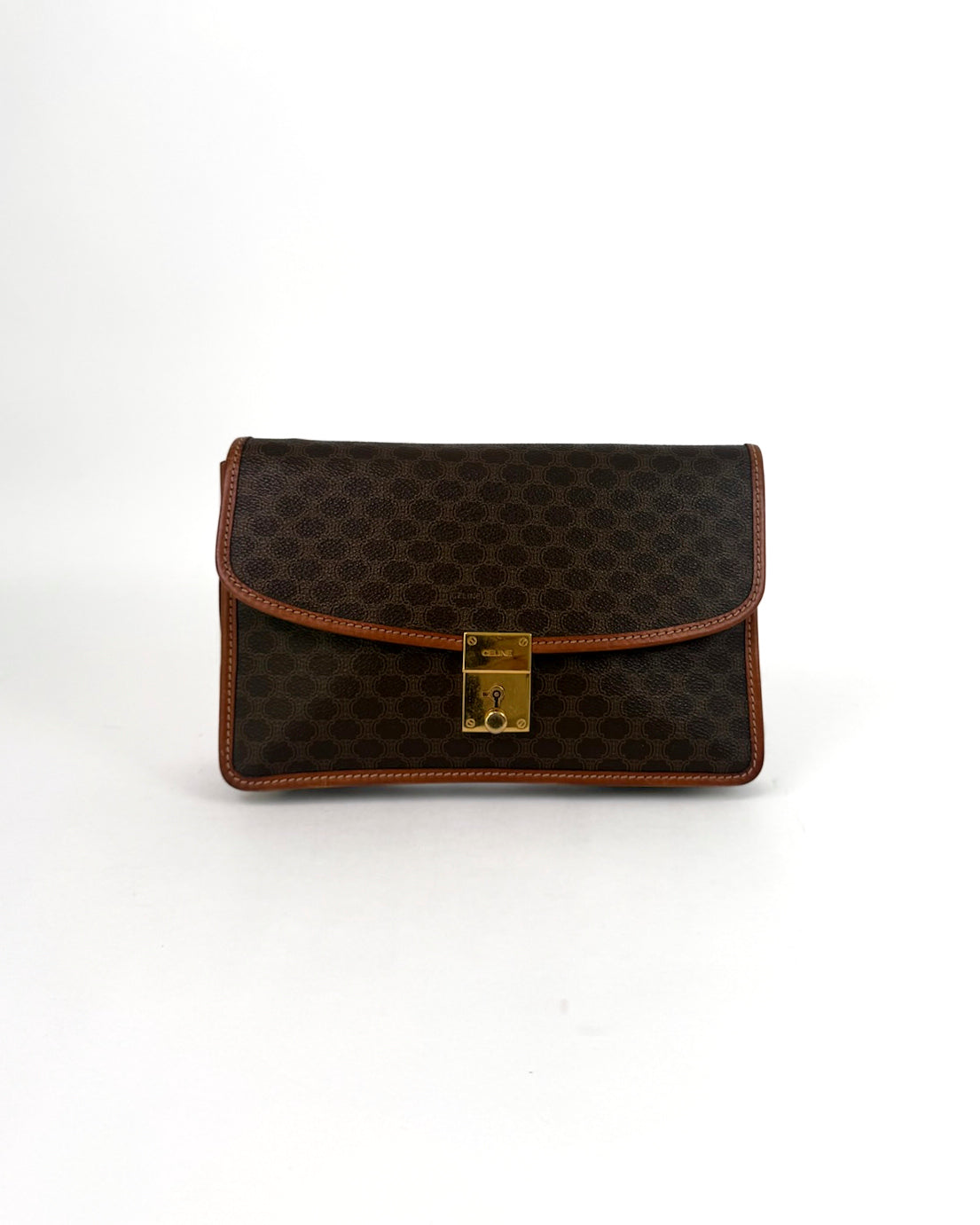 Céline Macadam Lock Wristlet Clutch