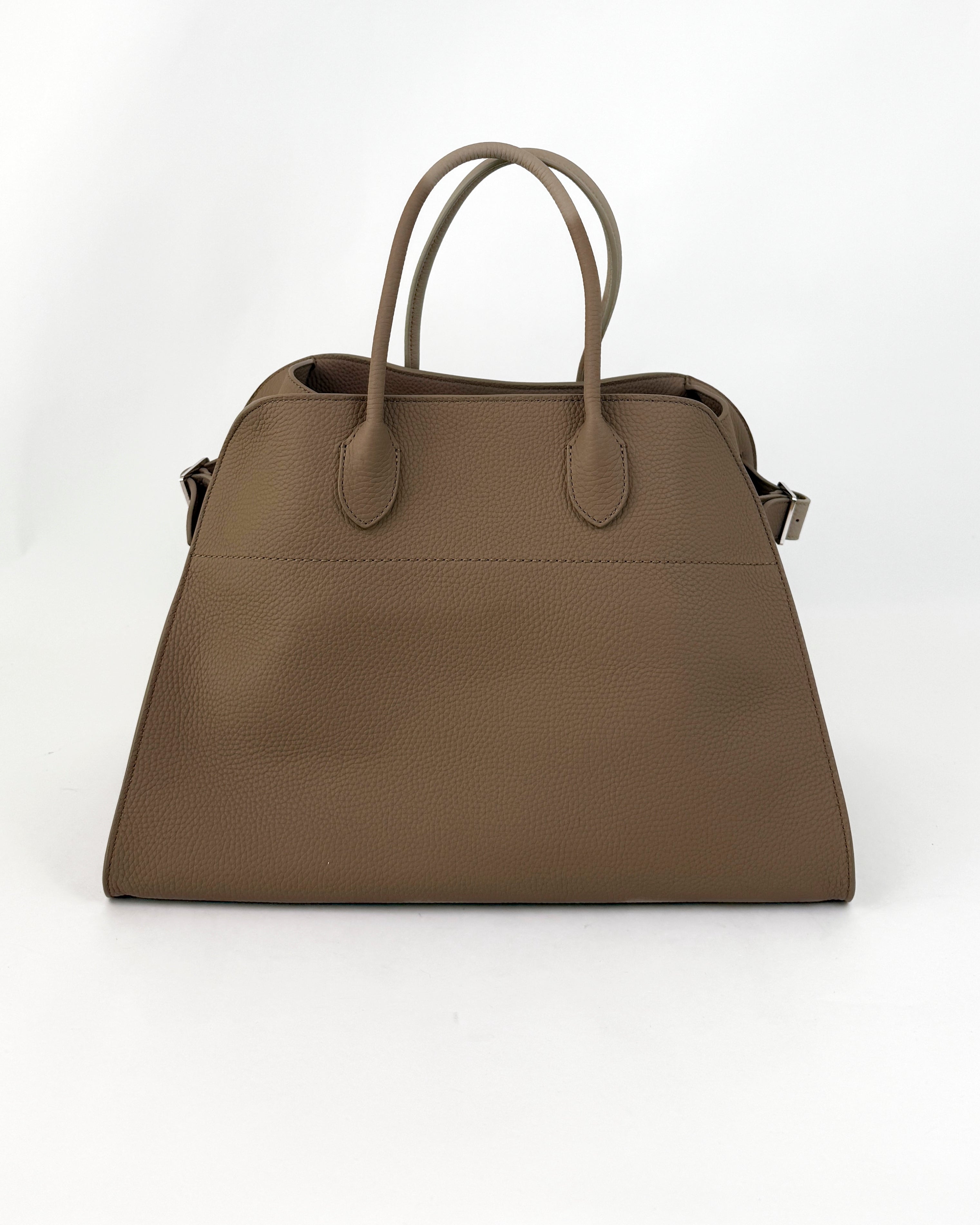 The Row Margaux 15 Pebble Leather Taupe New