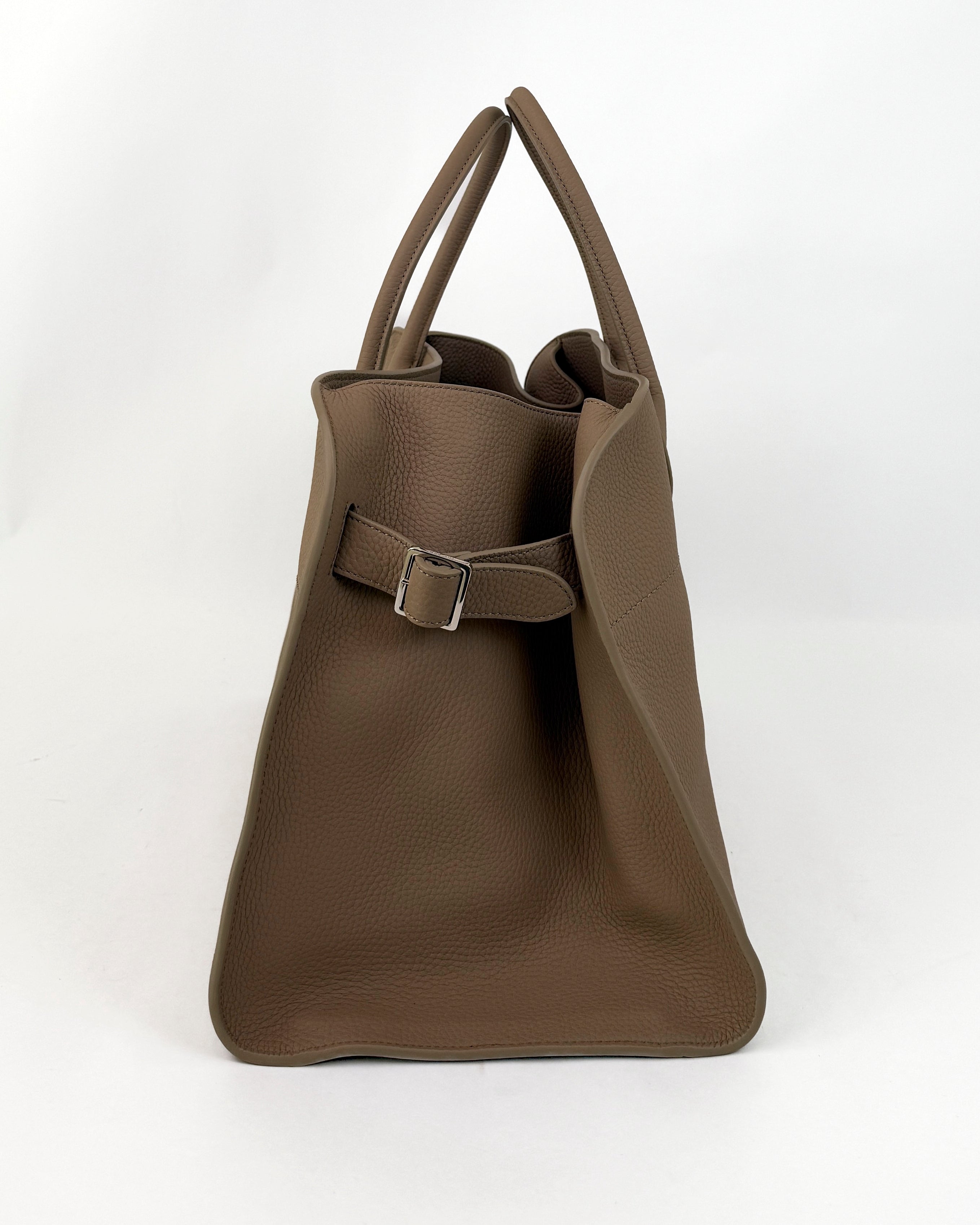 The Row Margaux 15 Pebble Leather Taupe New