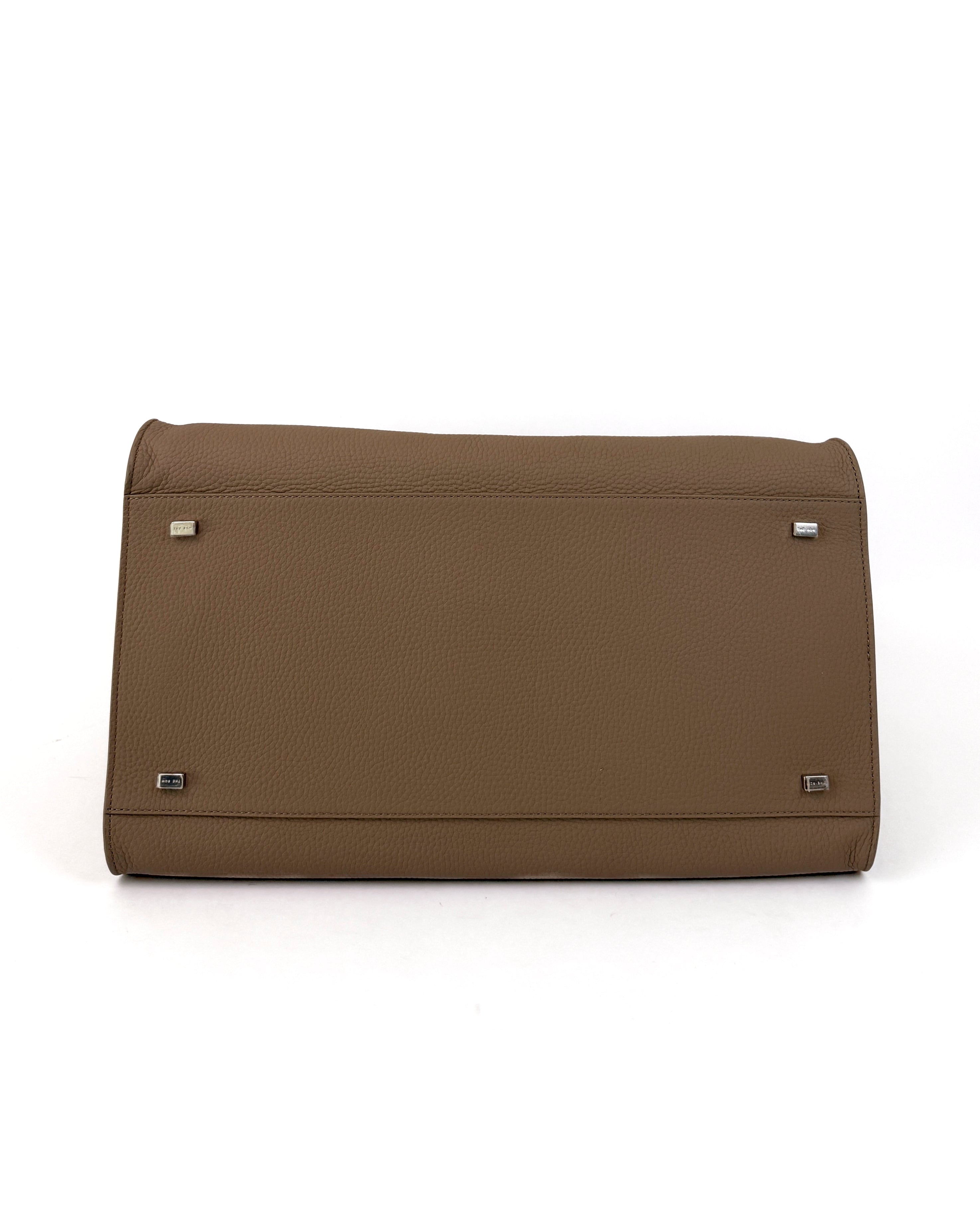 The Row Margaux 15 Pebble Leather Taupe New