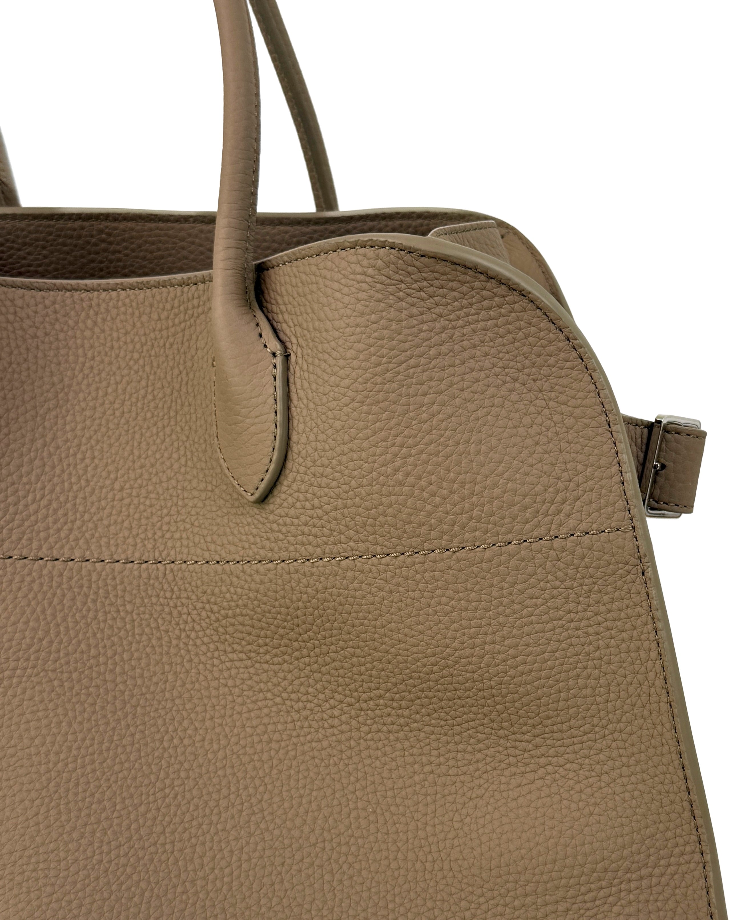 The Row Margaux 15 Pebble Leather Taupe New
