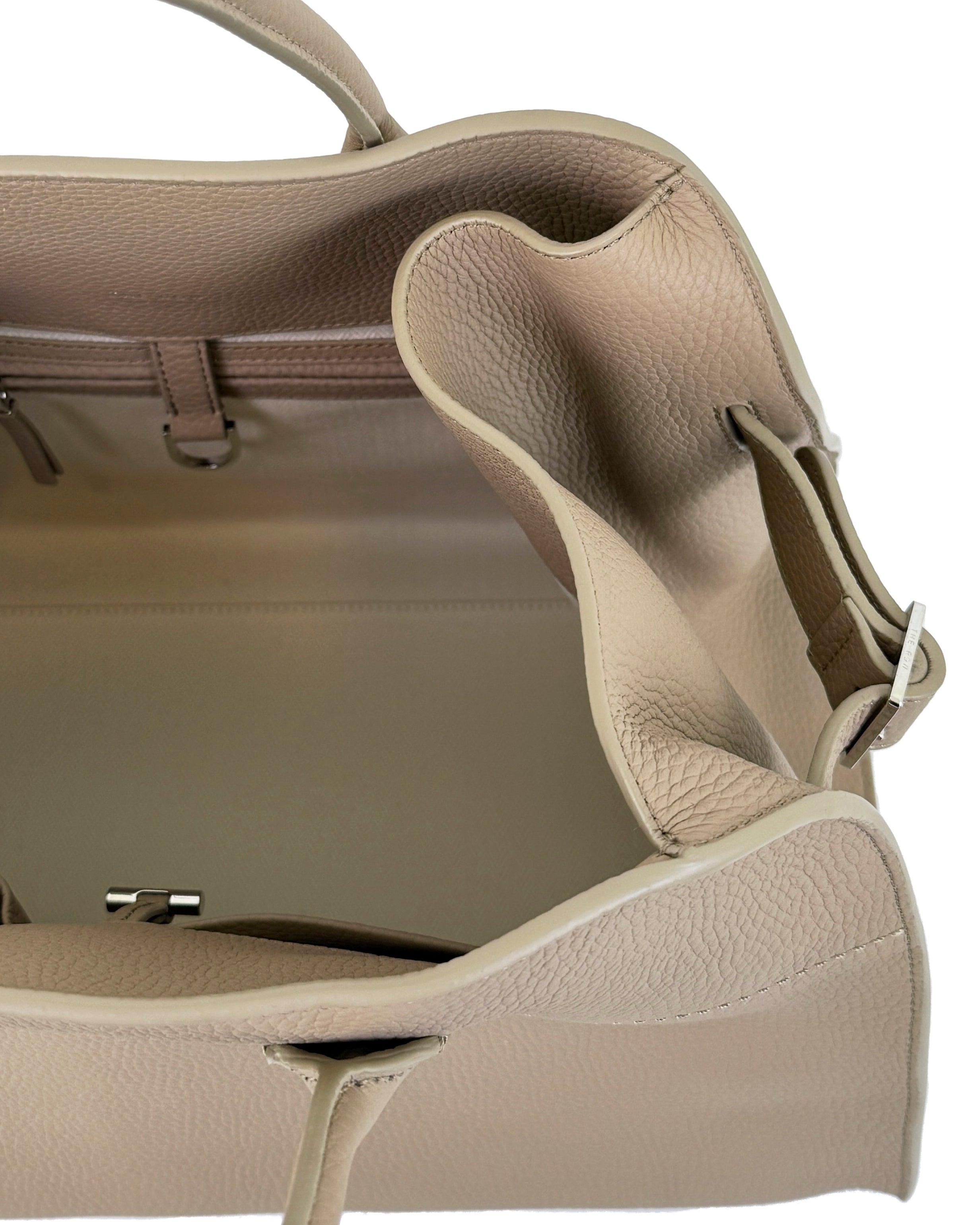 The Row Margaux 15 Pebble Leather Taupe New