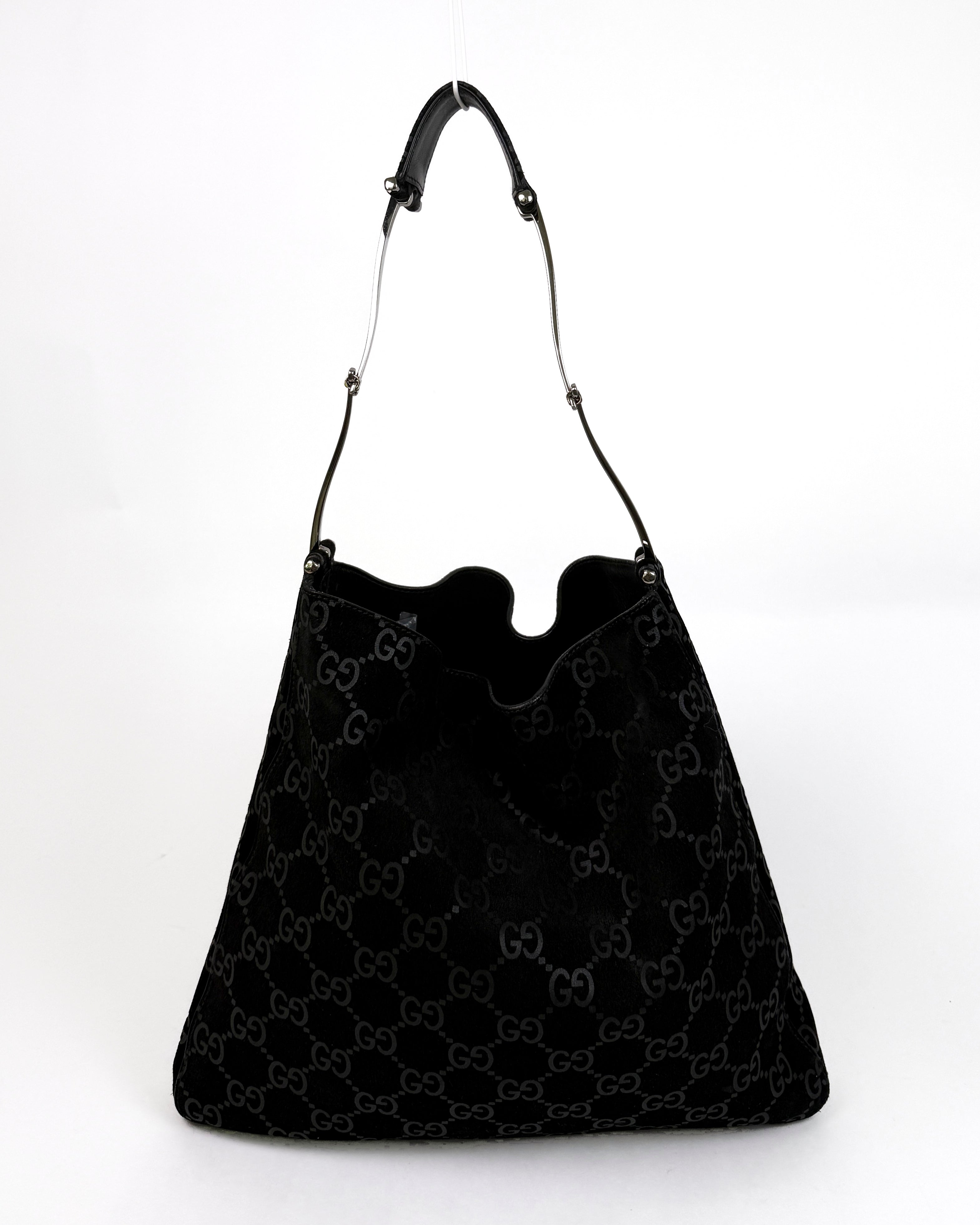 Gucci Tom Ford Slim Horsebit Black Suede GG Hobo Bag Best Seller