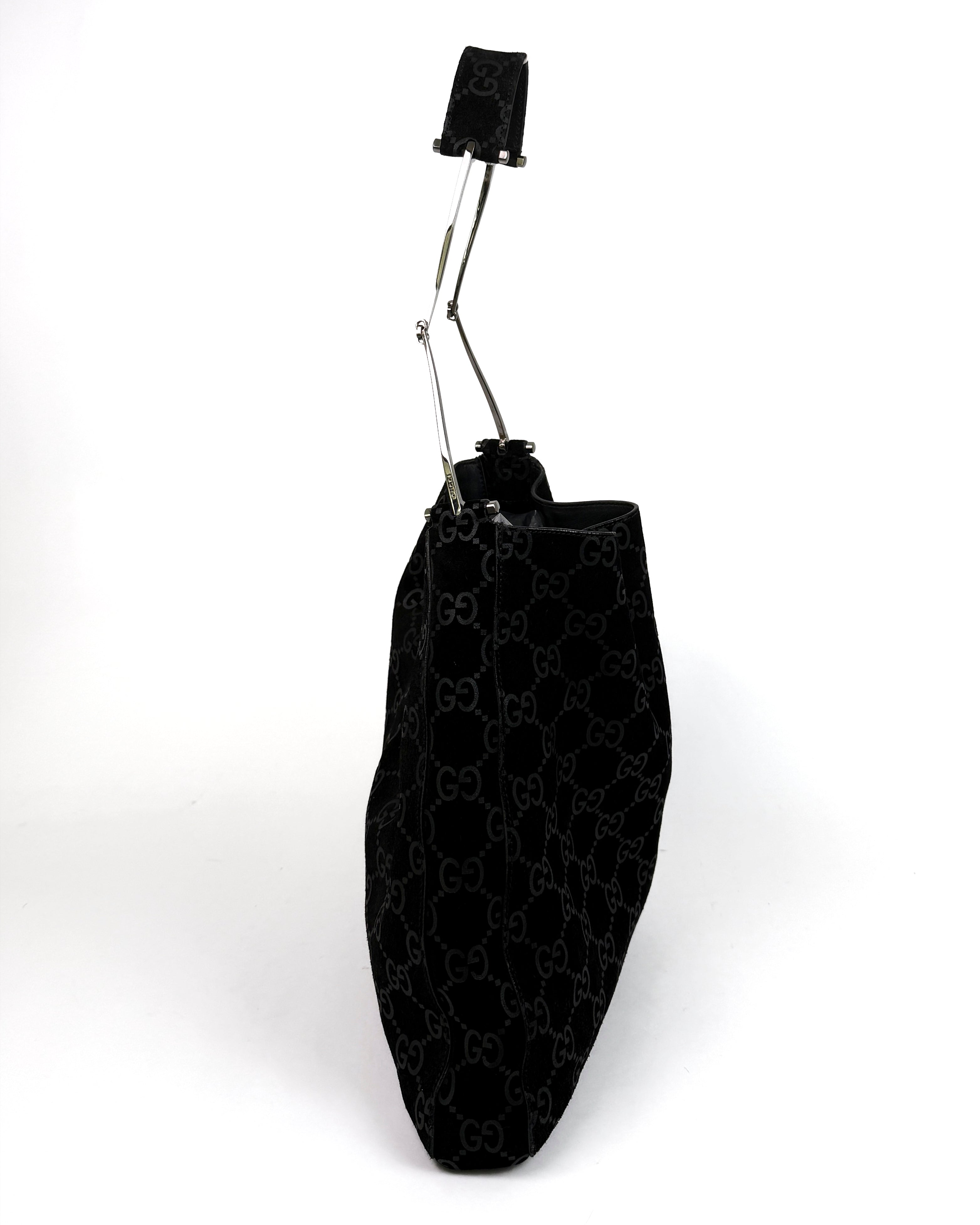 Gucci Tom Ford Slim Horsebit Black Suede GG Hobo Bag Best Seller