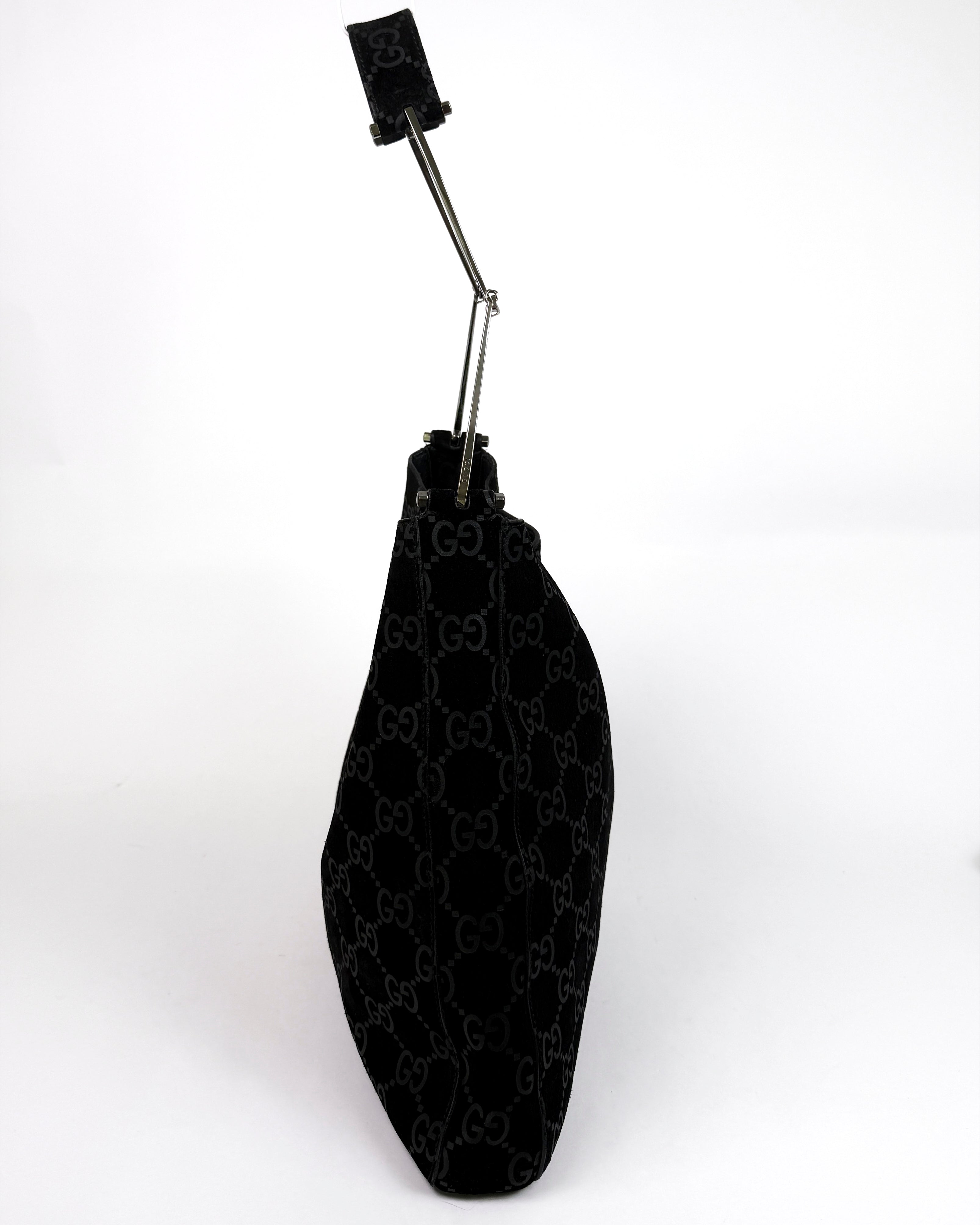 Gucci Tom Ford Slim Horsebit Black Suede GG Hobo Bag Best Seller