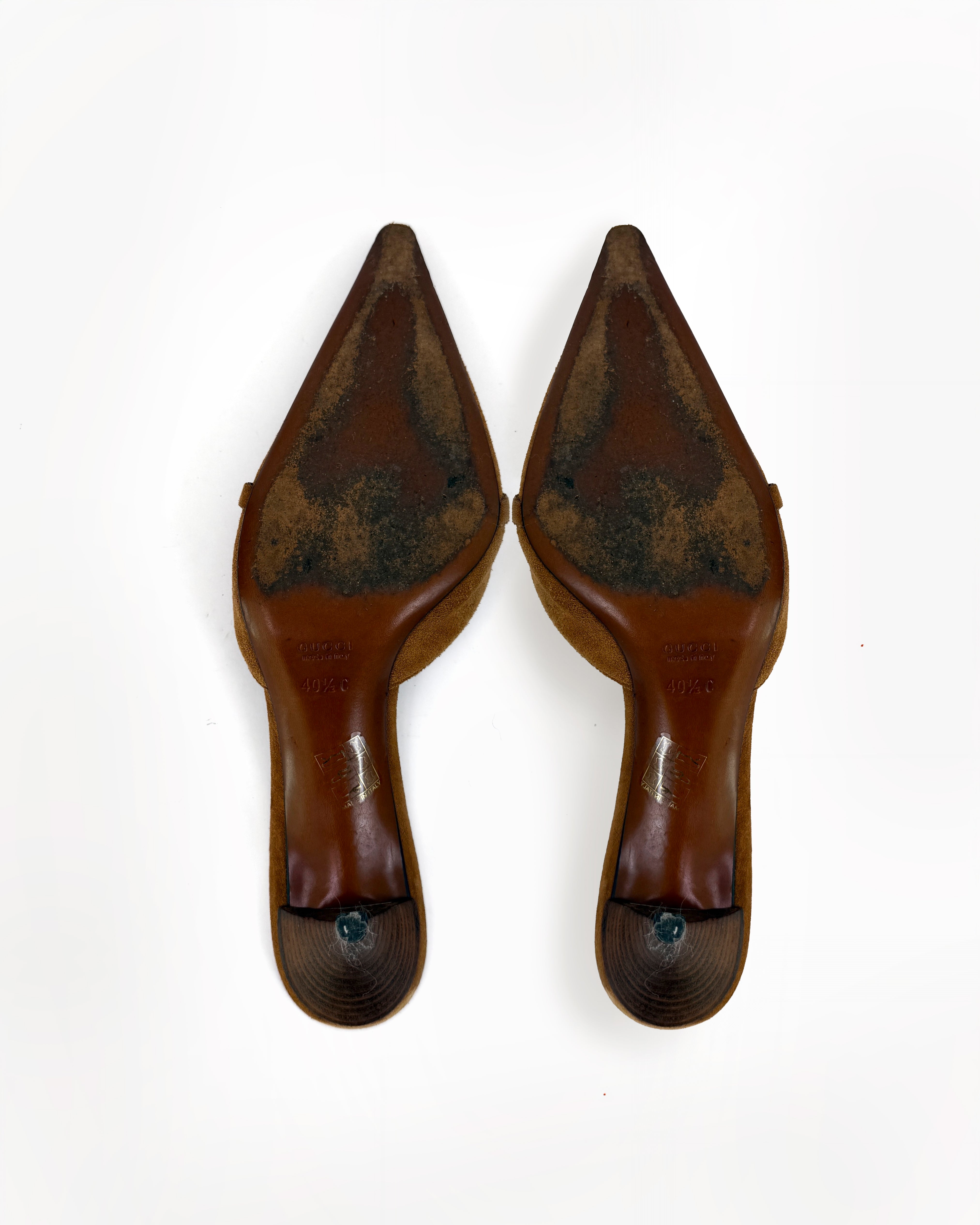 Gucci Suede Bamboo Chain Mules - 40.5