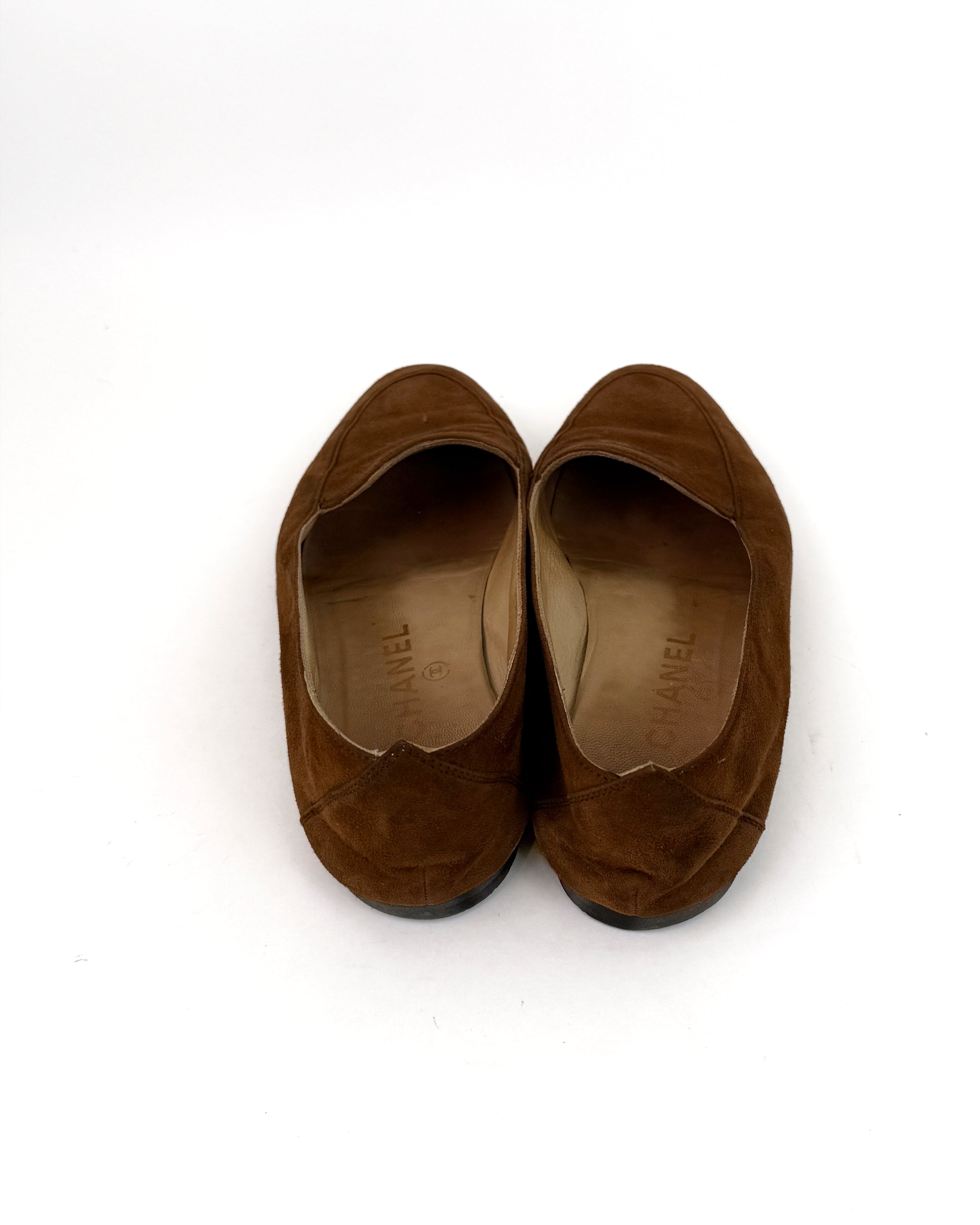 Chanel Vintage Brown Suede Loafers - 38.5