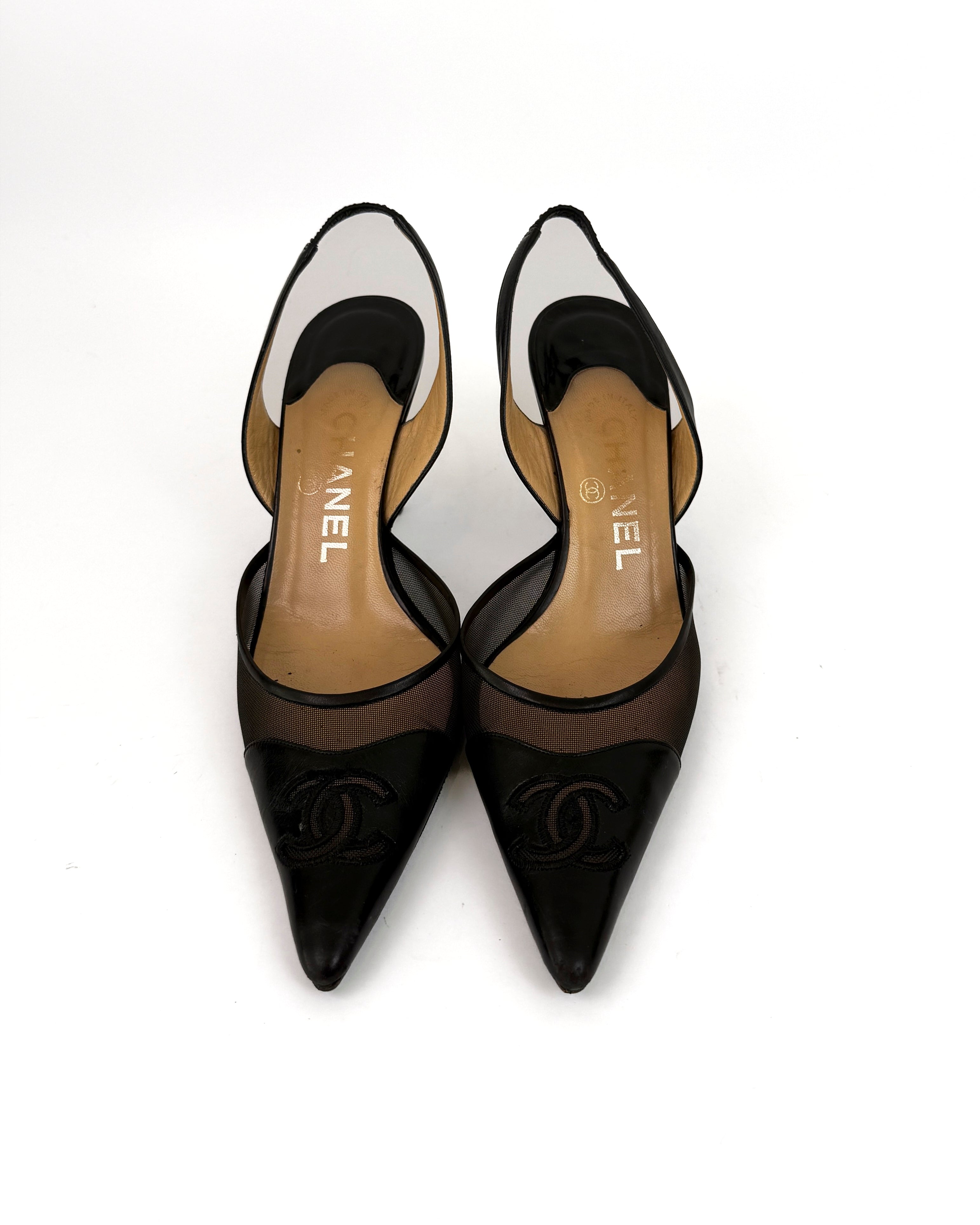 Chanel Vintage Mesh Slingback Pumps - 36.5