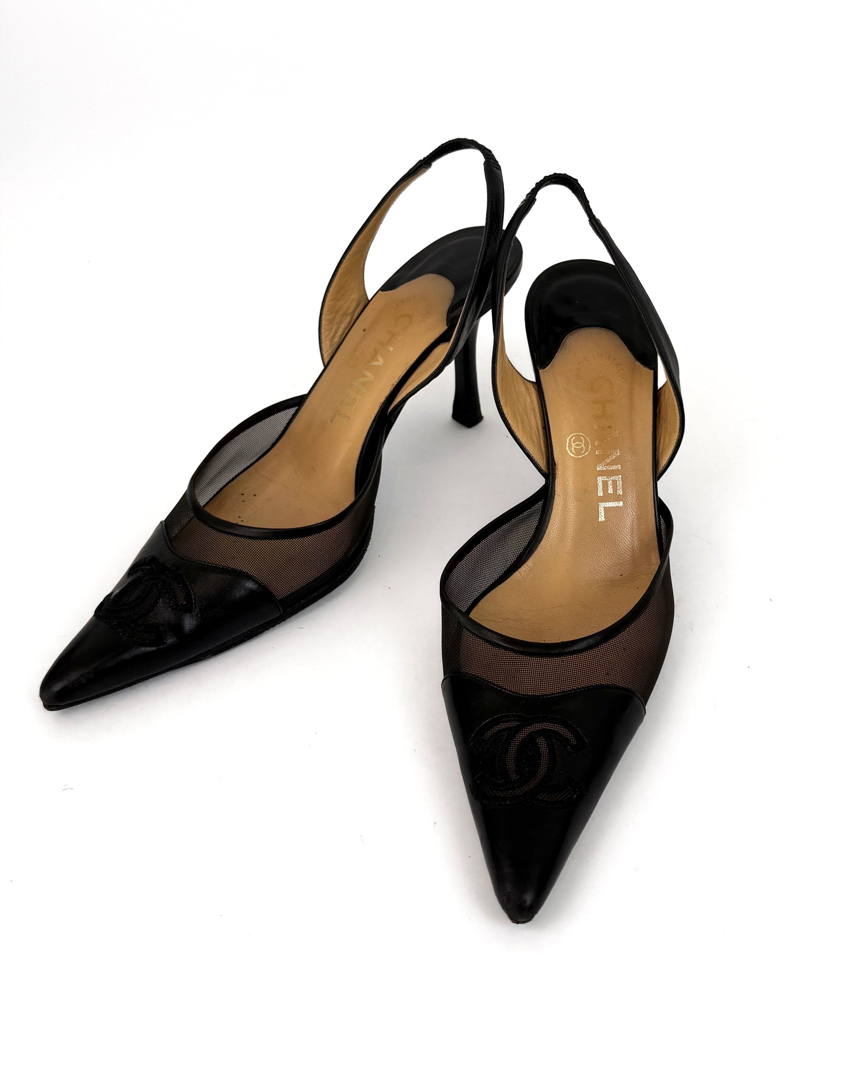 Chanel Vintage Mesh Slingback Pumps - 36.5
