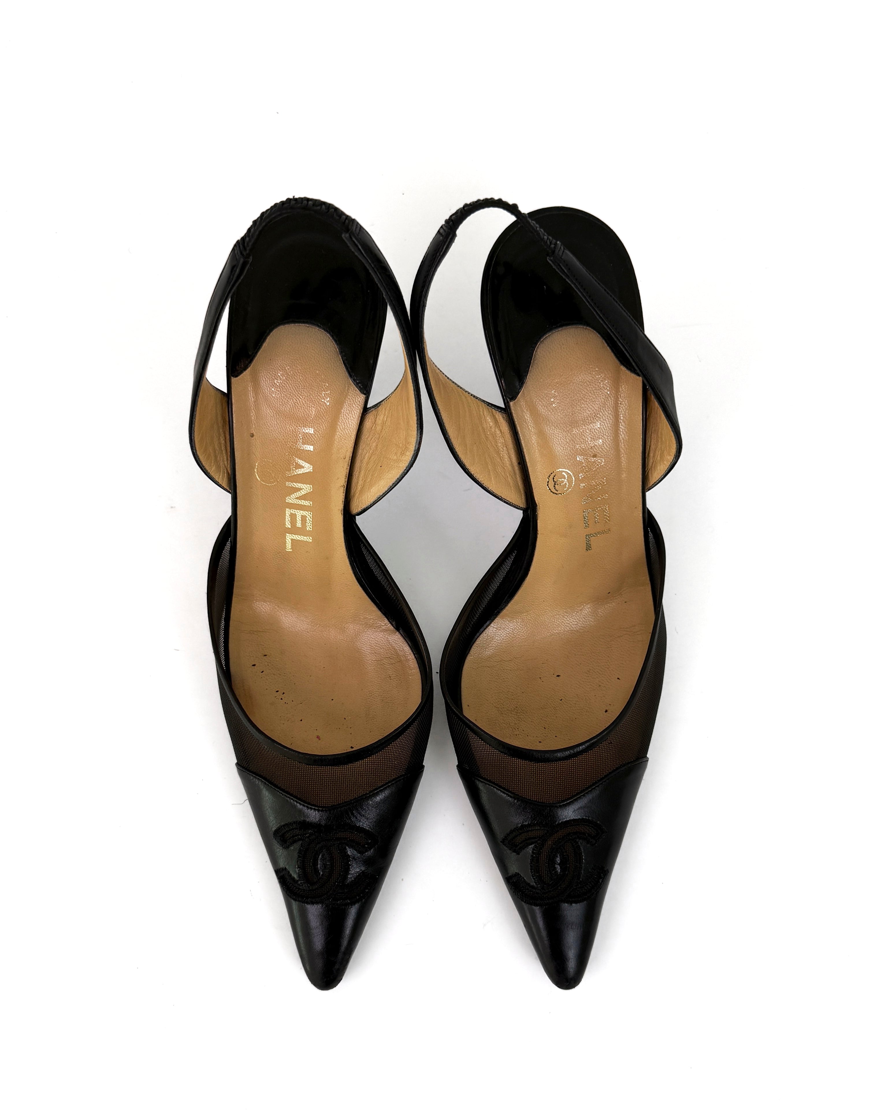 Chanel Vintage Mesh Slingback Pumps - 36.5