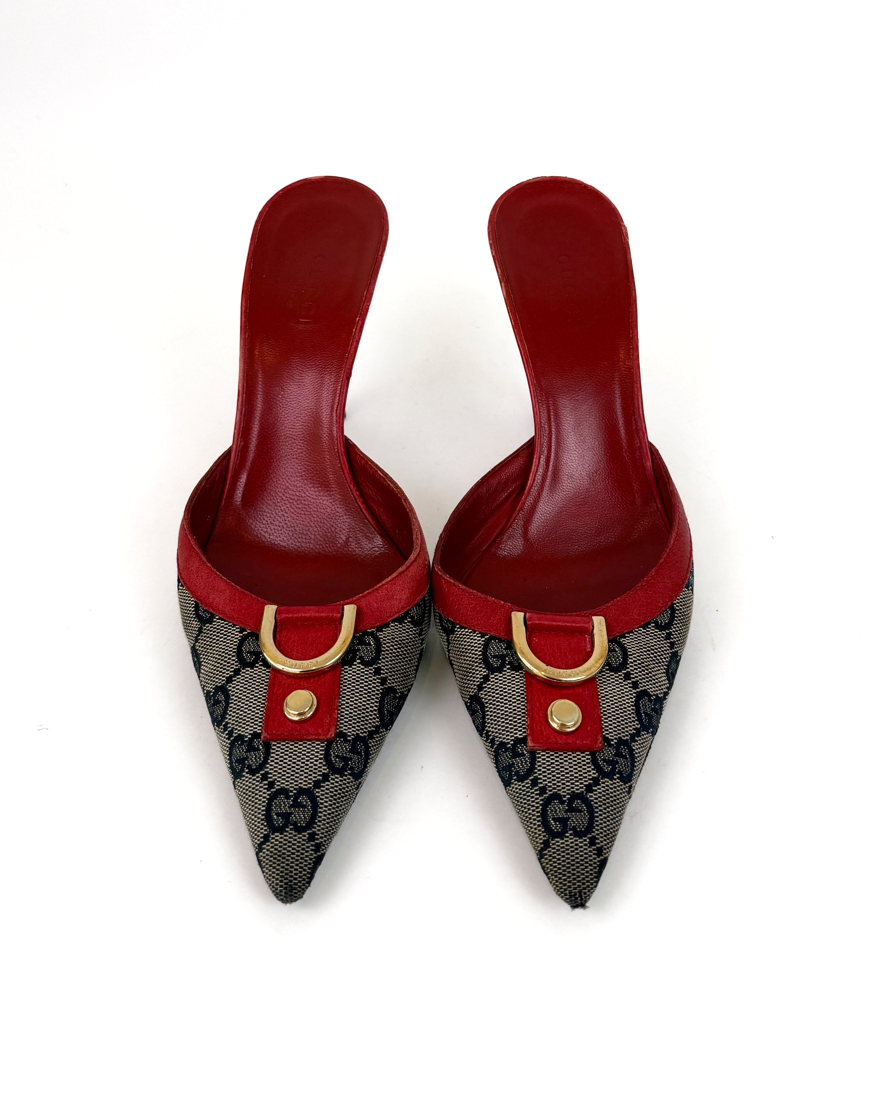 Gucci Vintage GG Canvas Mules - 36