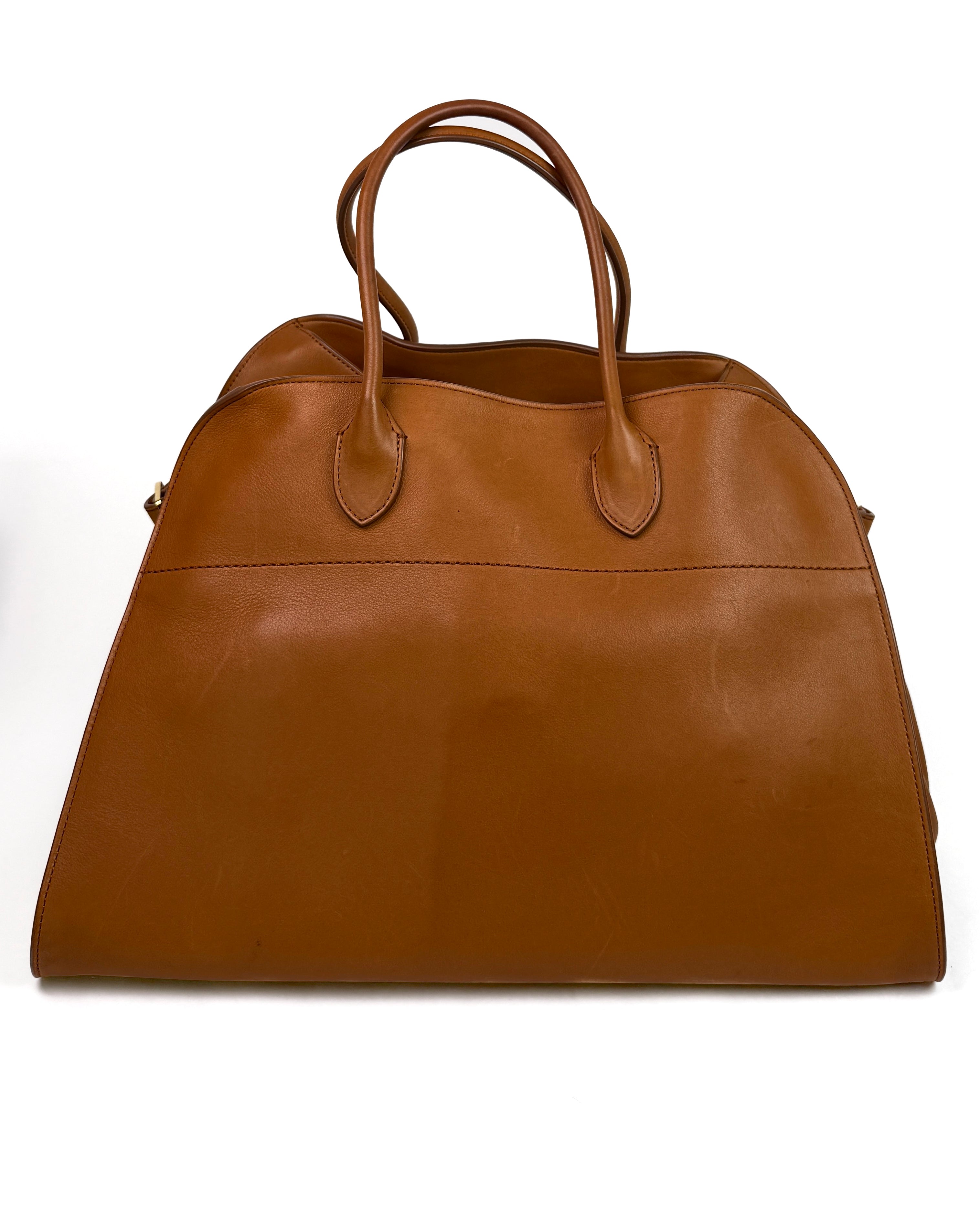 The Row Margaux 15 Smooth Leather Camel
