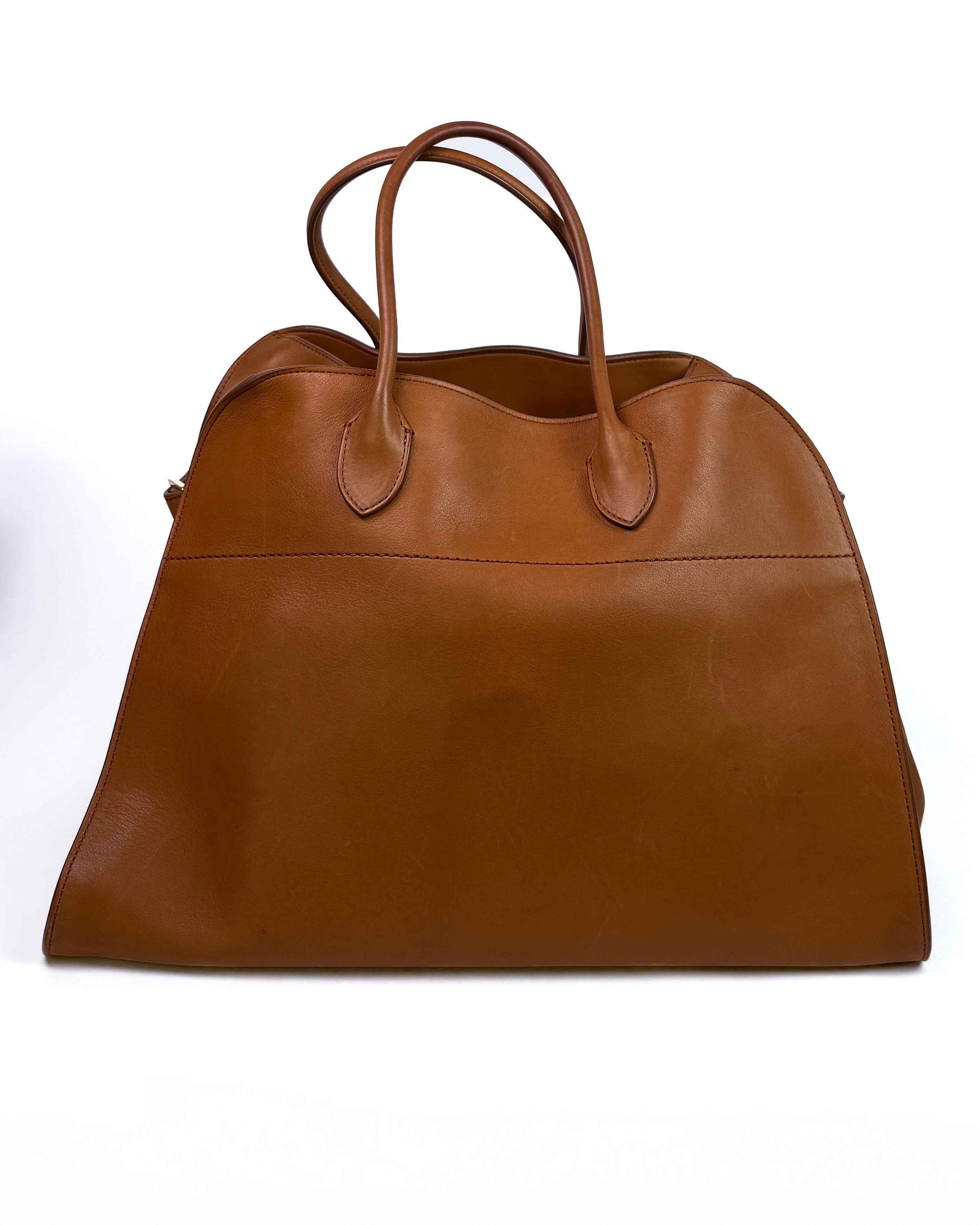 The Row Margaux 15 Smooth Leather Camel