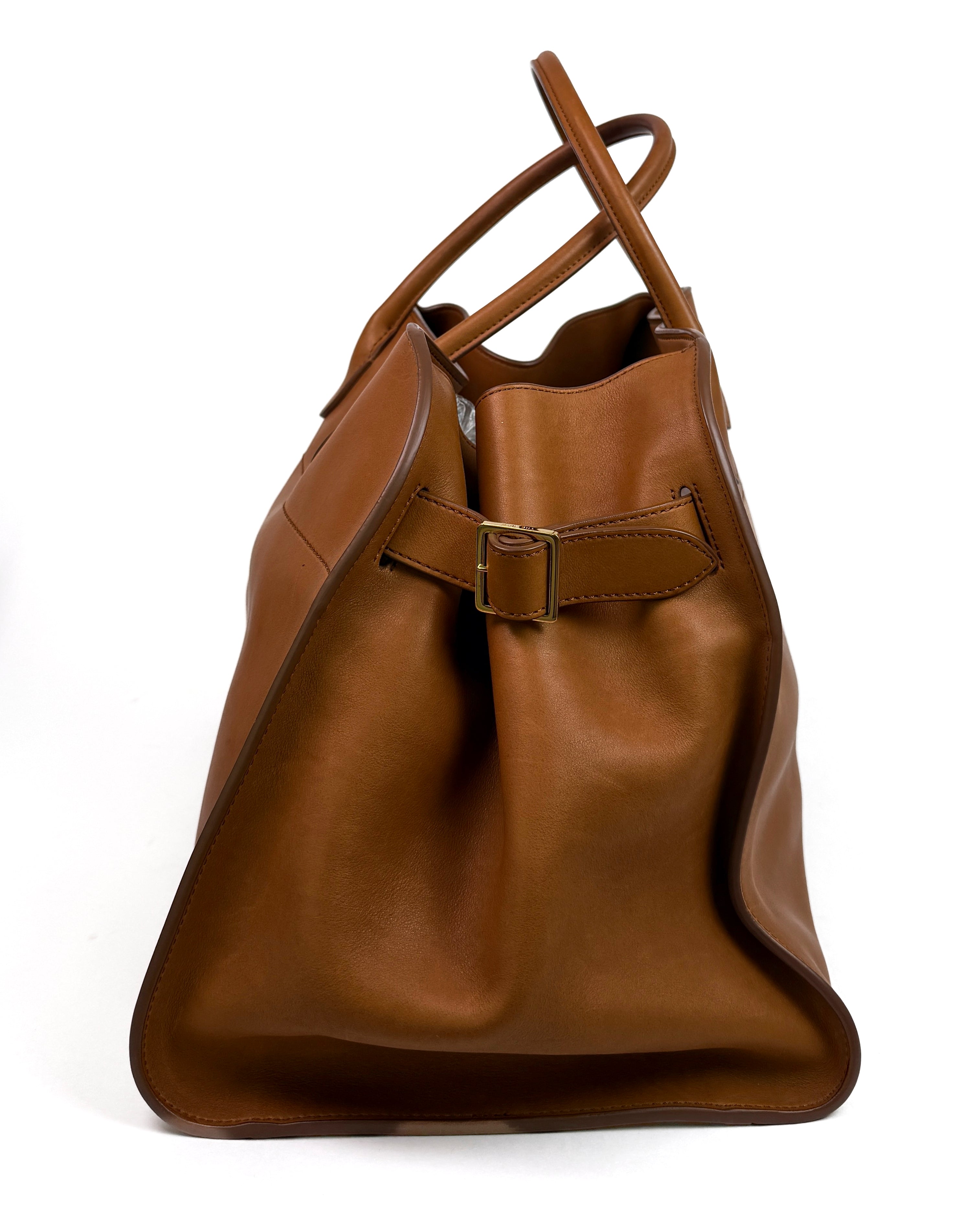 The Row Margaux 15 Smooth Leather Camel
