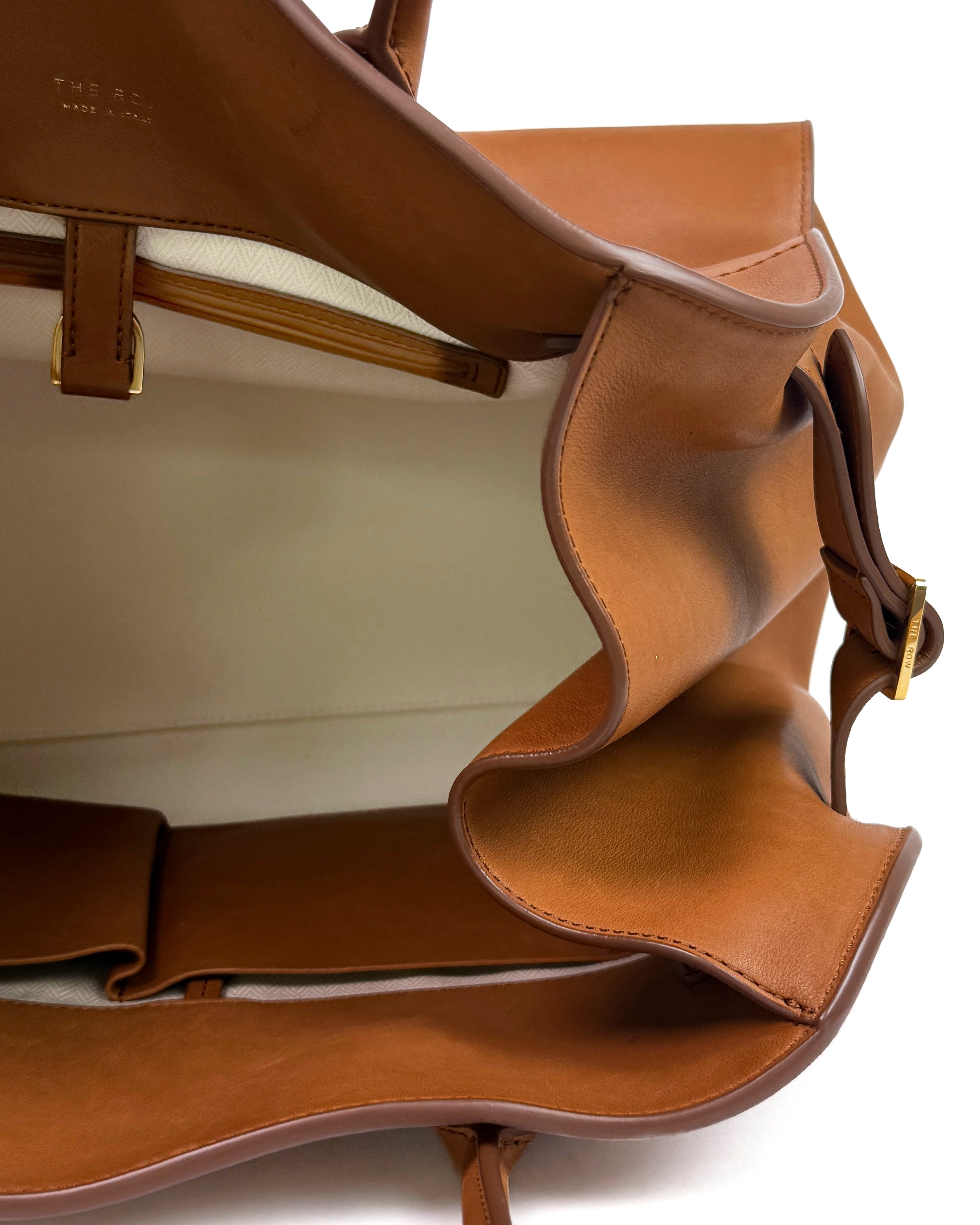 The Row Margaux 15 Smooth Leather Camel