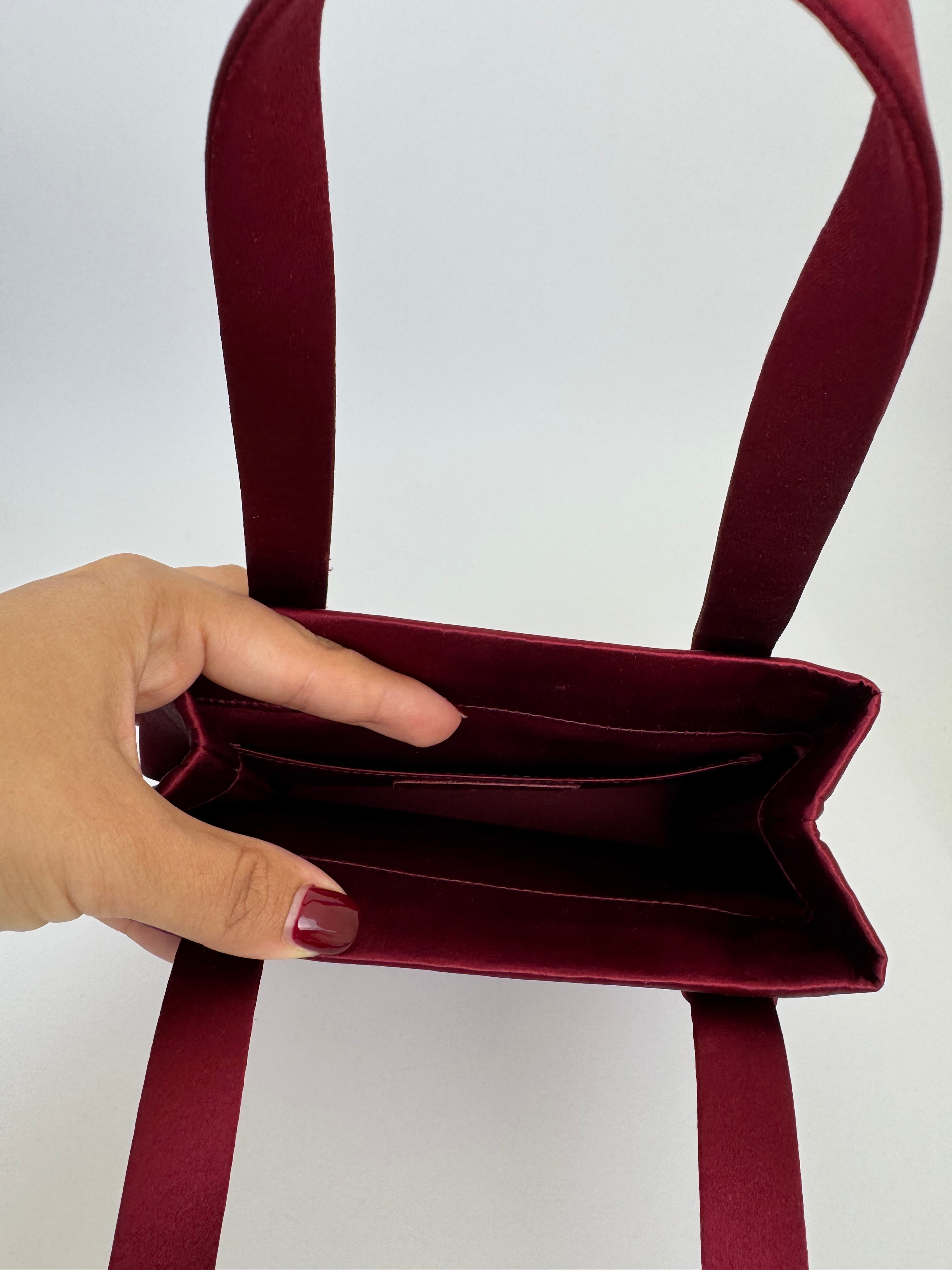 Chanel Bordeaux Satin Handbag Rare