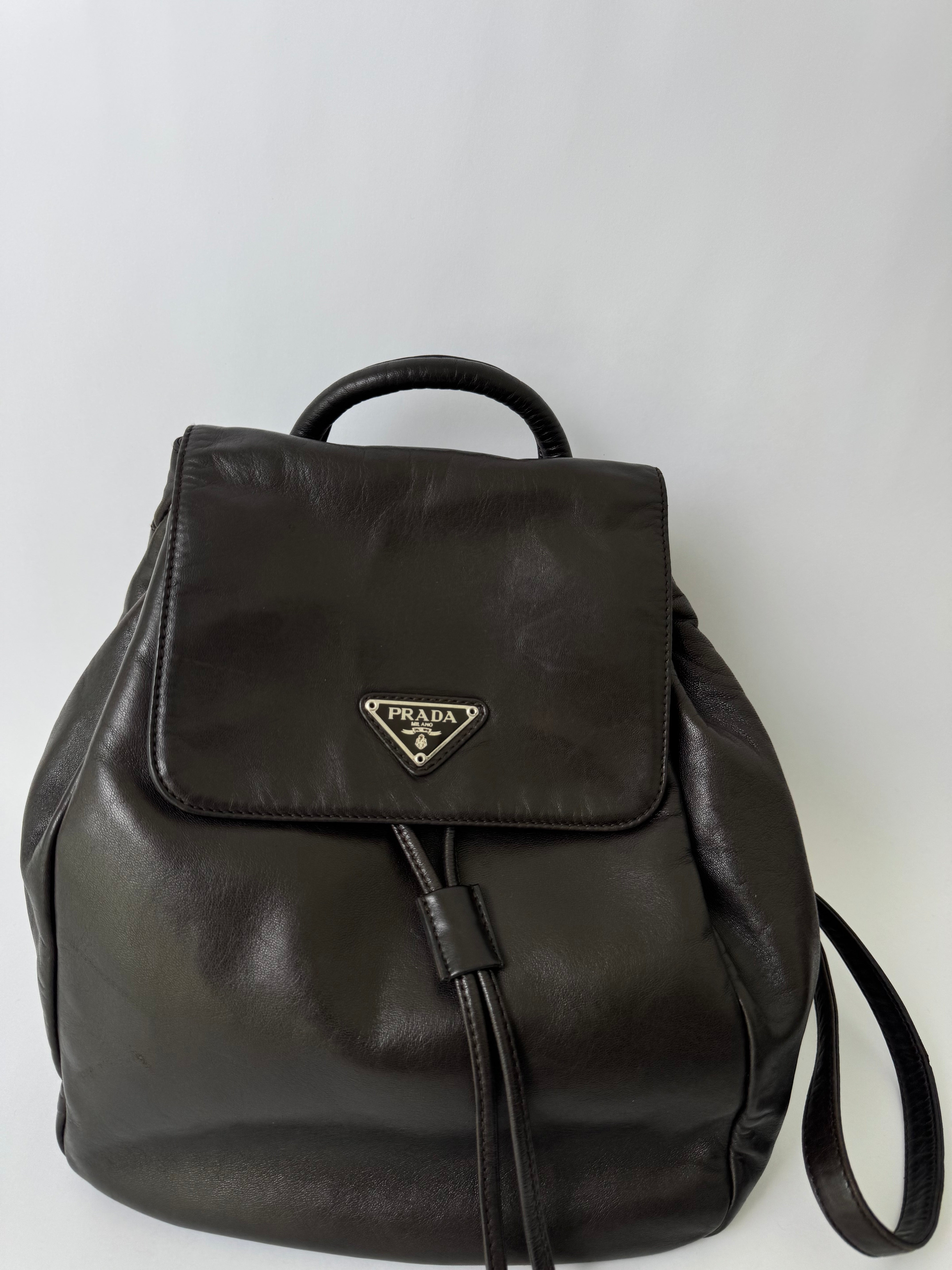 Prada Brown Leather Backpack