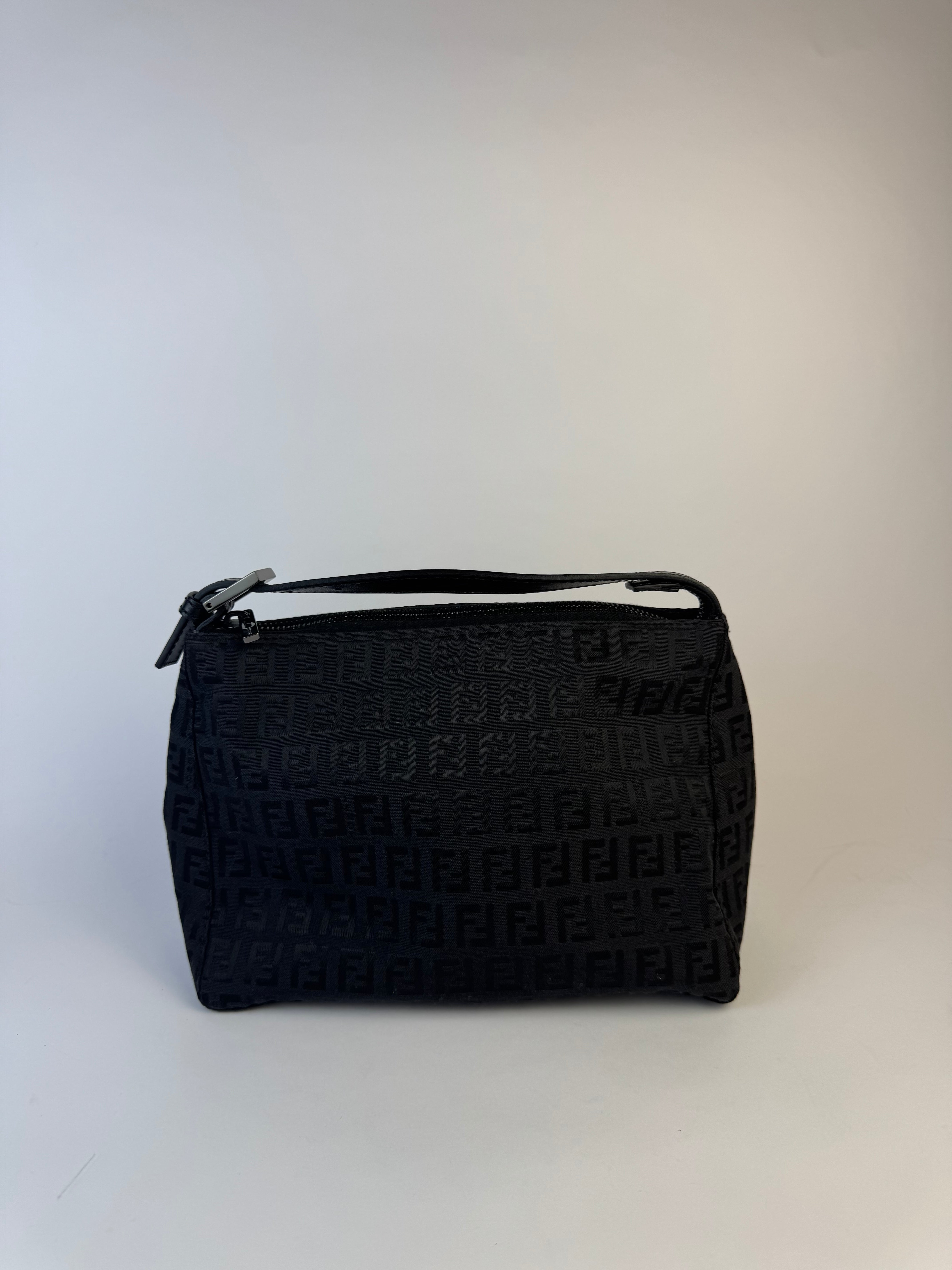 Fendi Zucchino Pochette Handbag Black