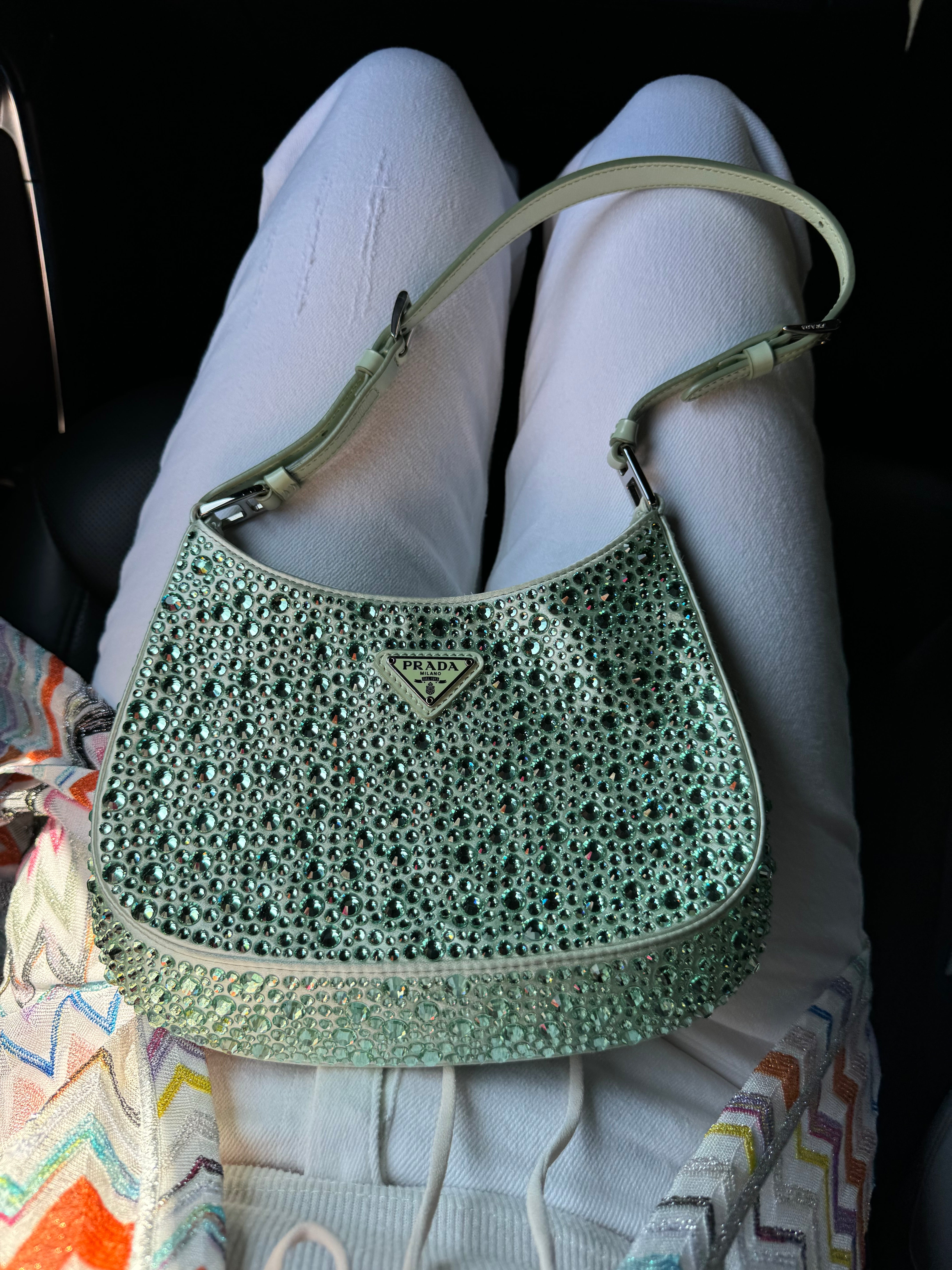 Prada Cleo Crystal Beaded Shoulder Bag