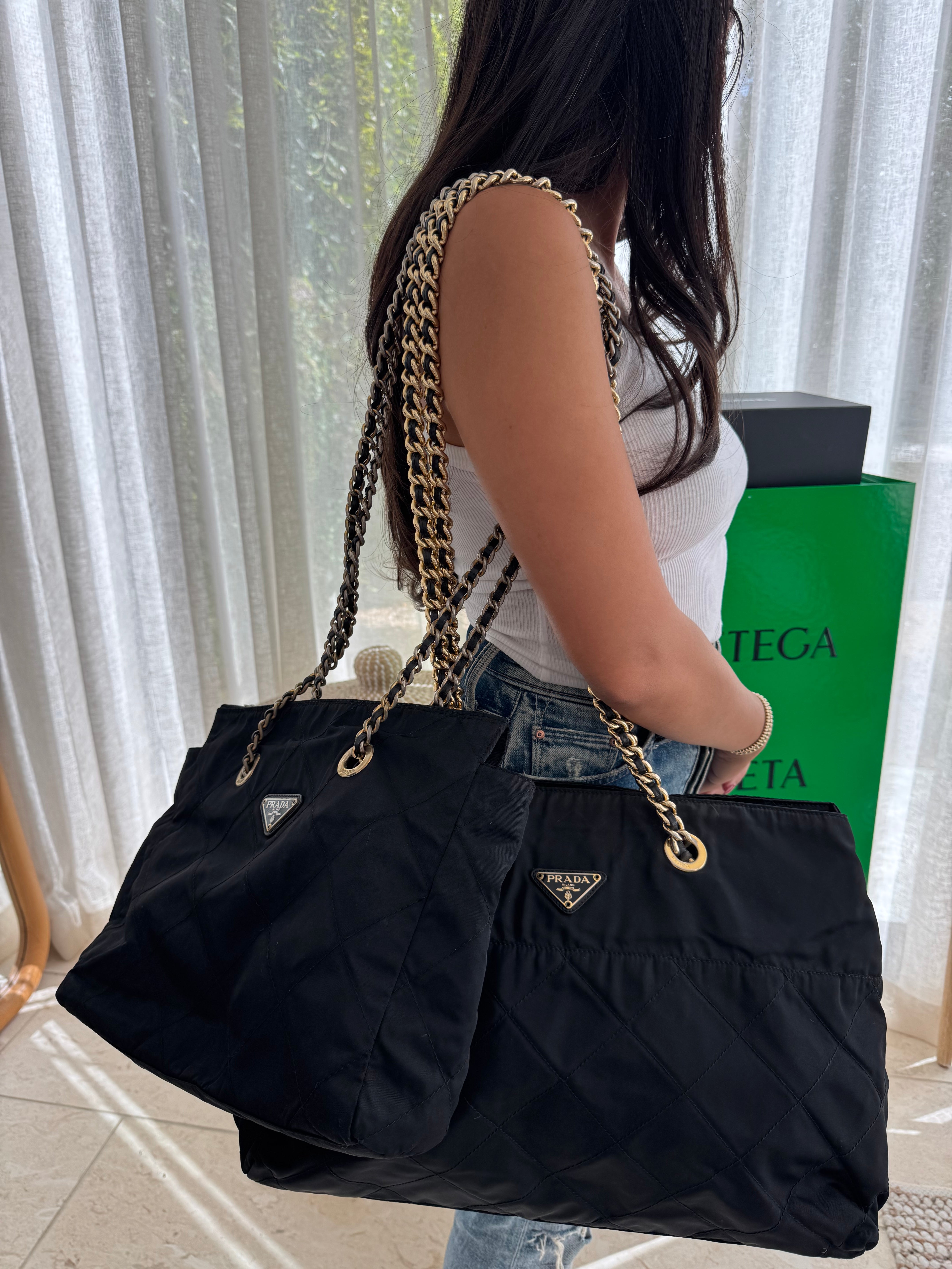 Prada Quilted Nylon Chain Shoulder Bag