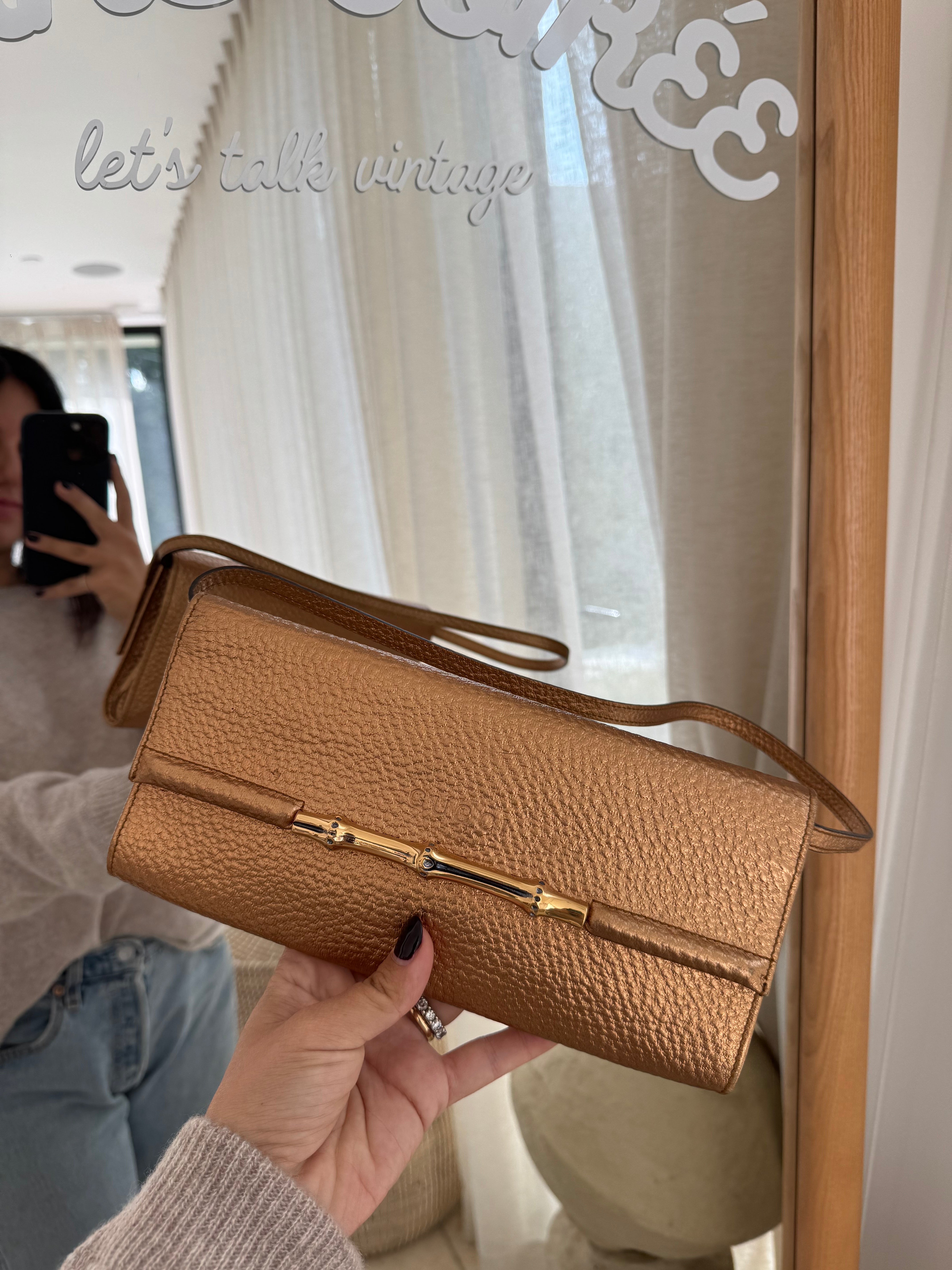 Gucci Gold Leather Shoulder Bag/Clutch