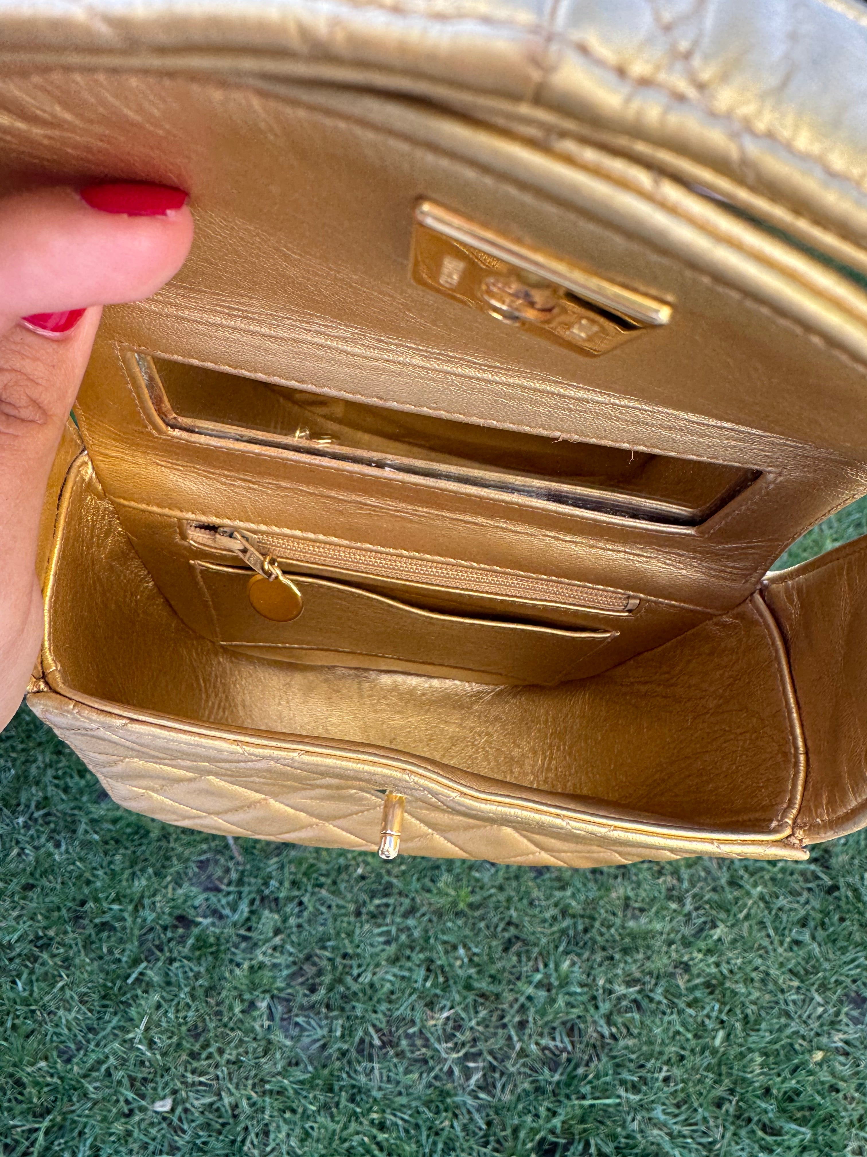 Chanel Vintage Kelly Handbag Gold Rare
