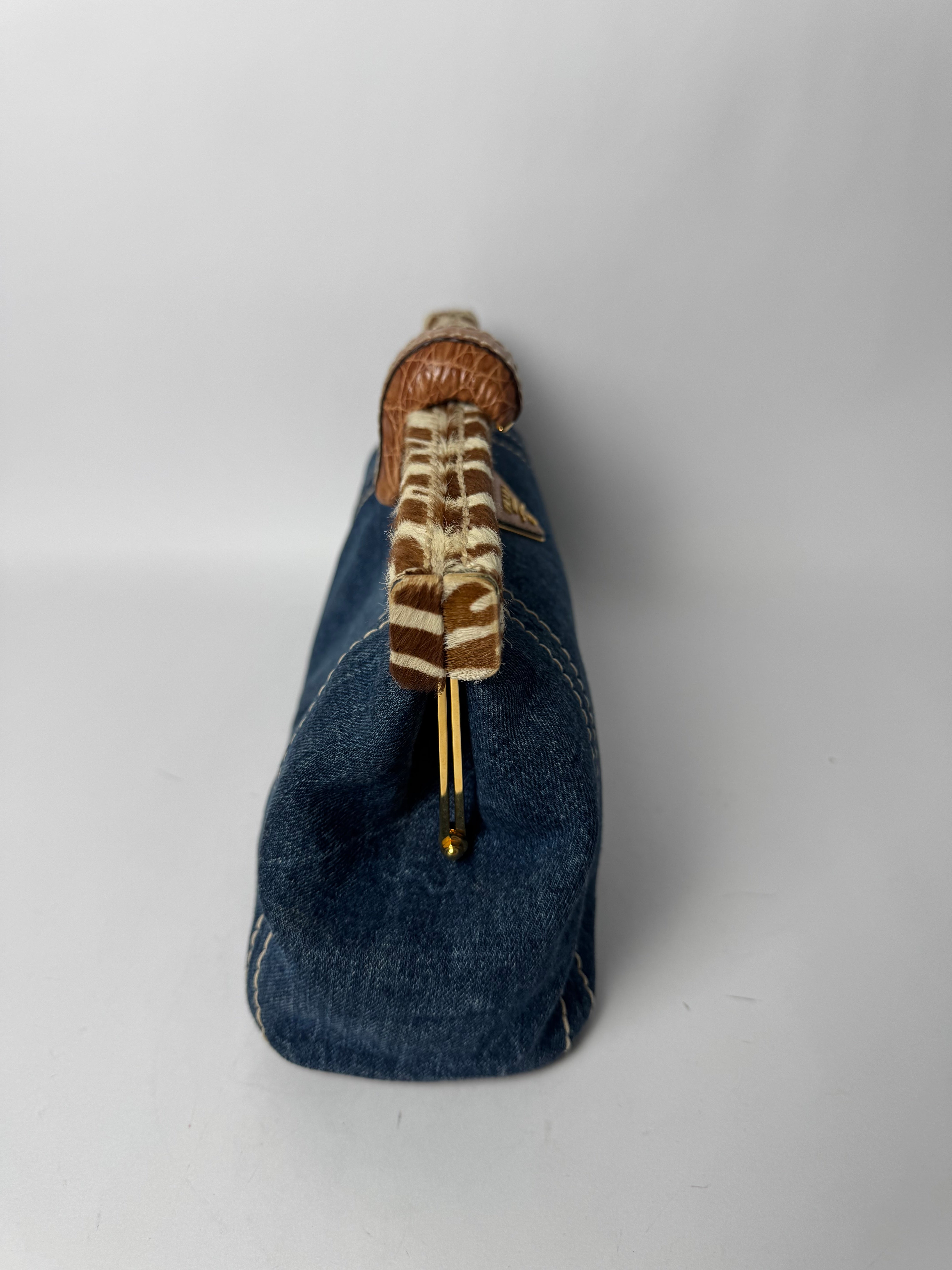 Prada Denim Pony Hair Clutch Rare