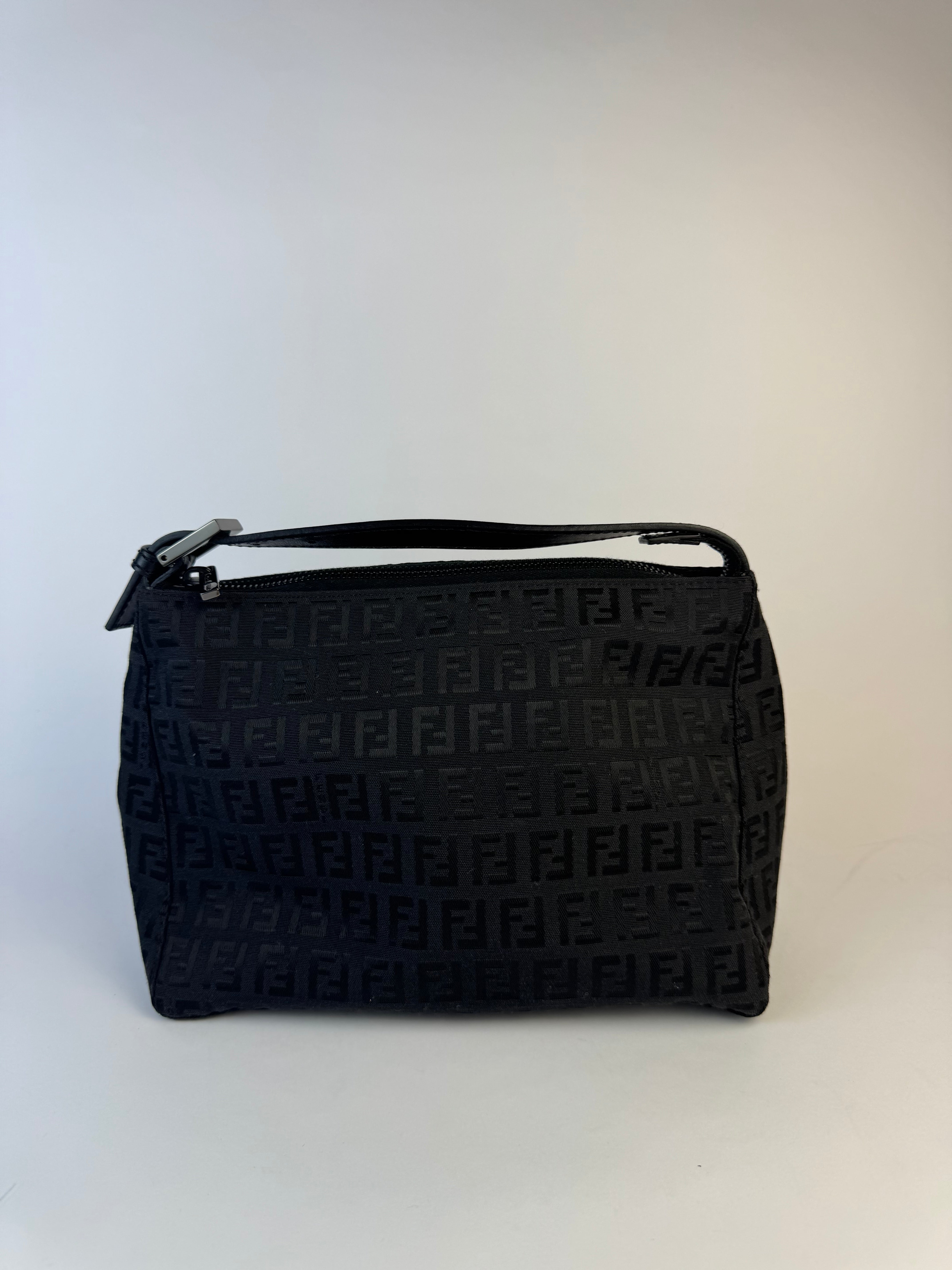 Fendi Zucchino Pochette Handbag Black