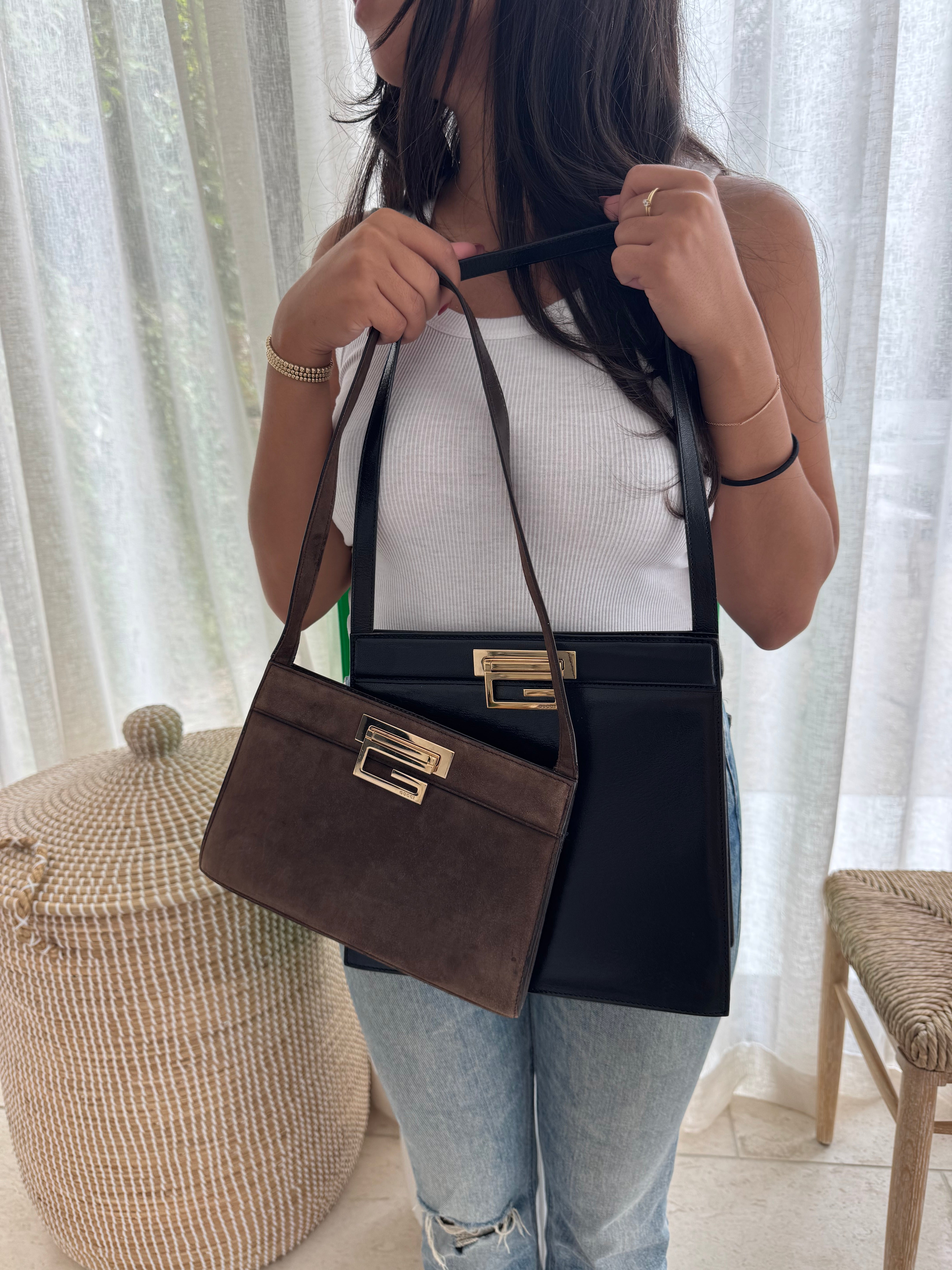 Gucci Tom Ford Brown Suede Shoulder Bag