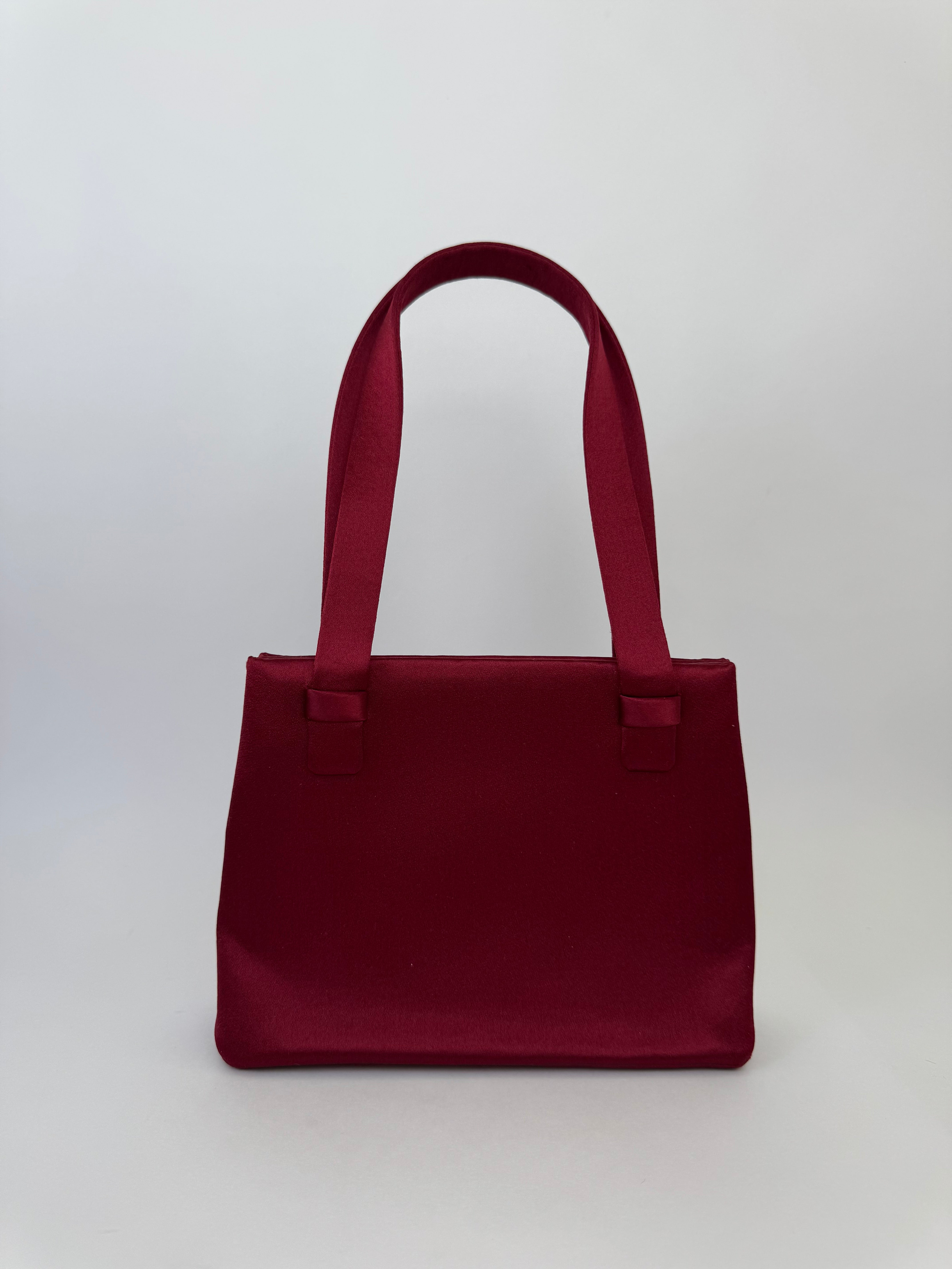 Chanel Bordeaux Satin Handbag Rare